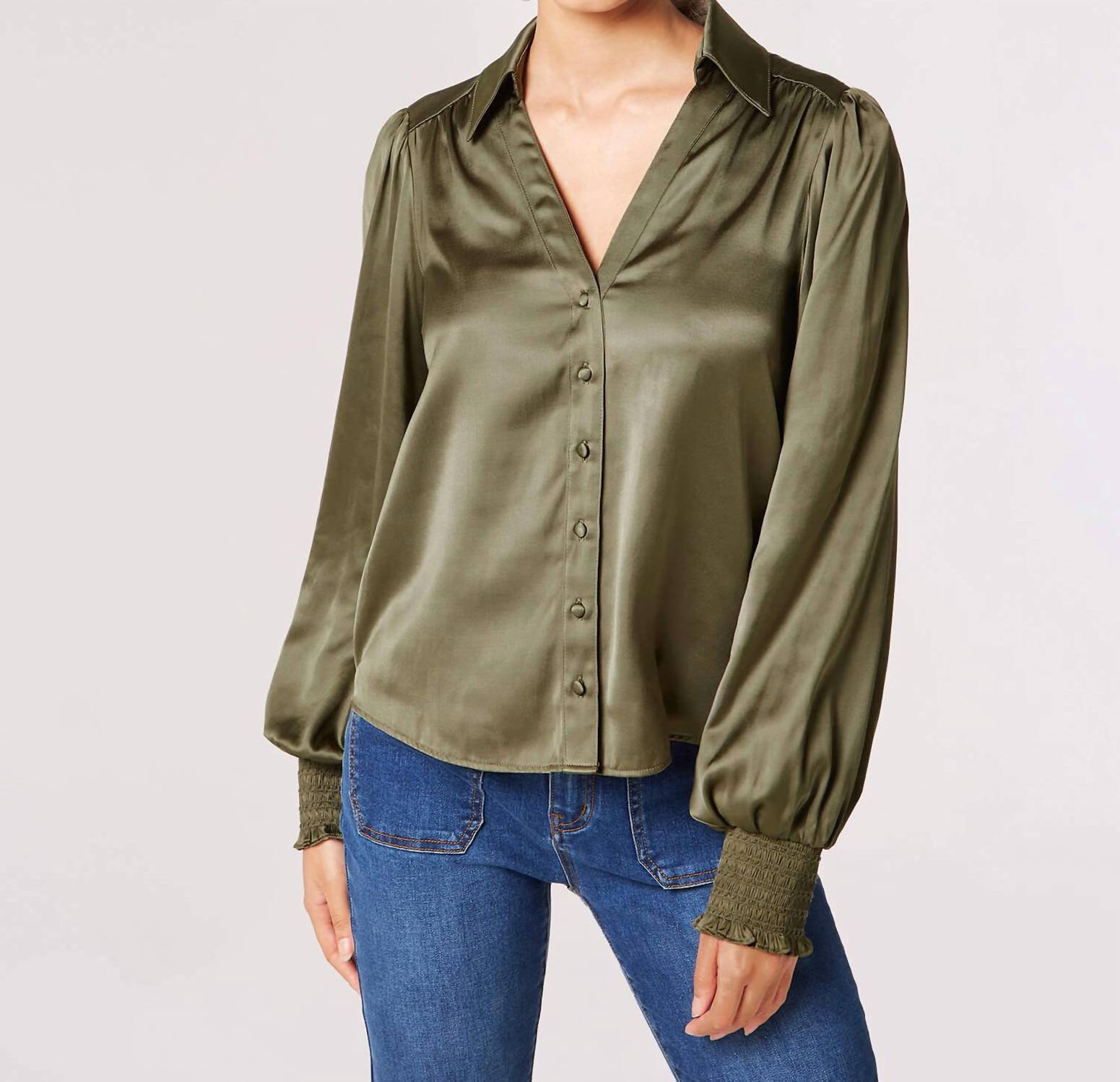 Apricot Lost In Love Blouse In Khaki In Green