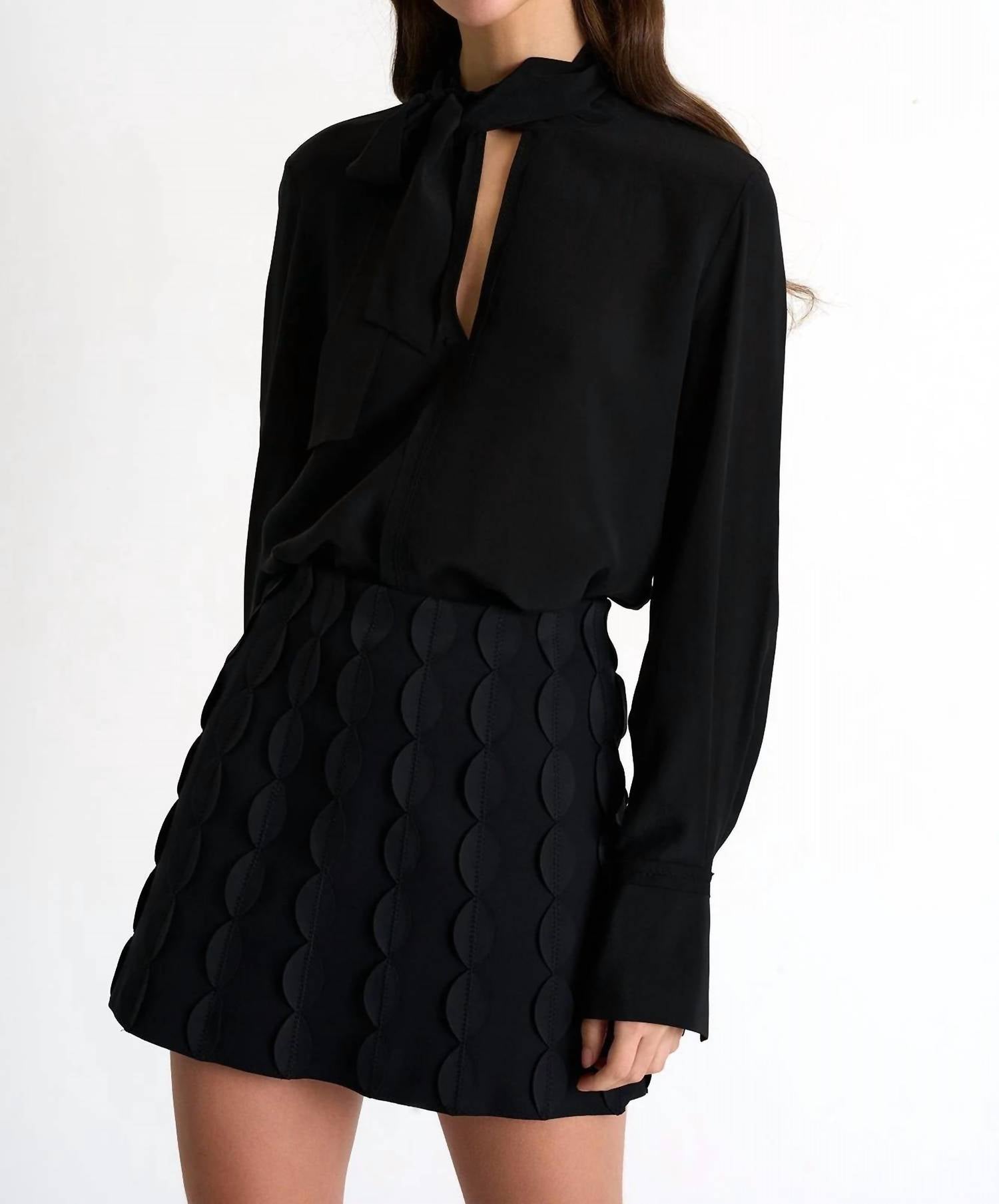 Shan Bow-tie Neck Silk Blouse In Caviar In Black