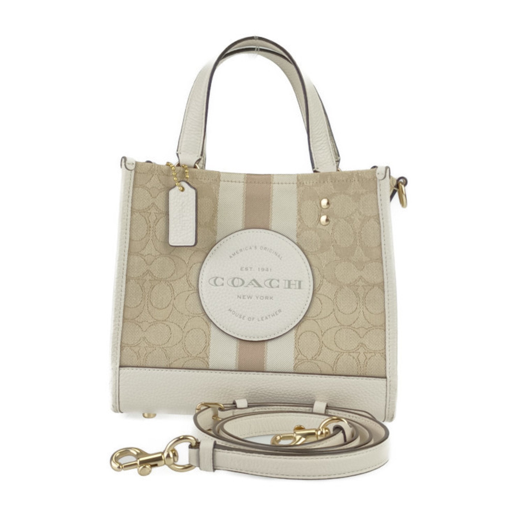 Pre-owned Coach Signature Line Leather Handbag Shoulder Bag () In Sand
