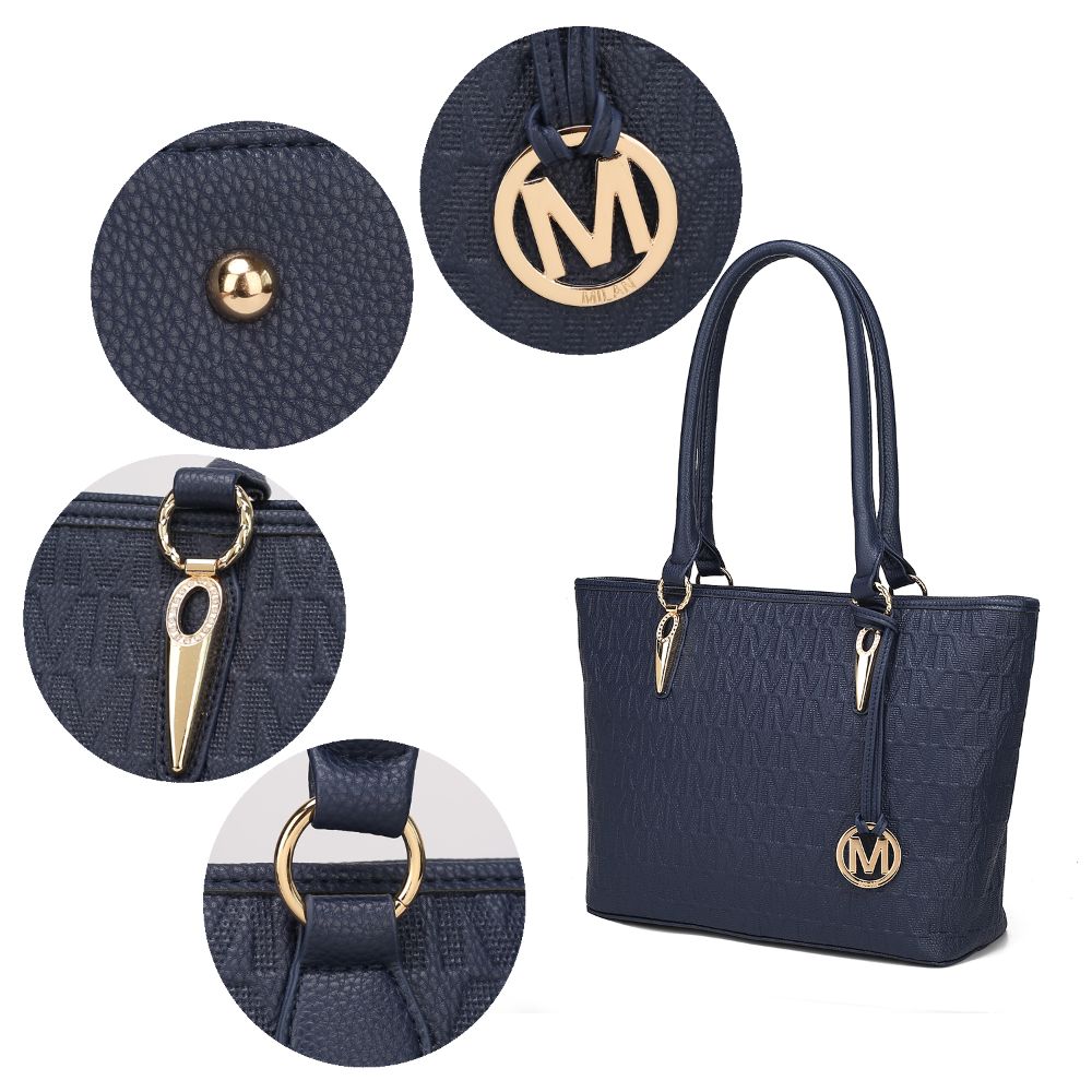 Edelyn embossed M Signature 4 PCS Tote Set