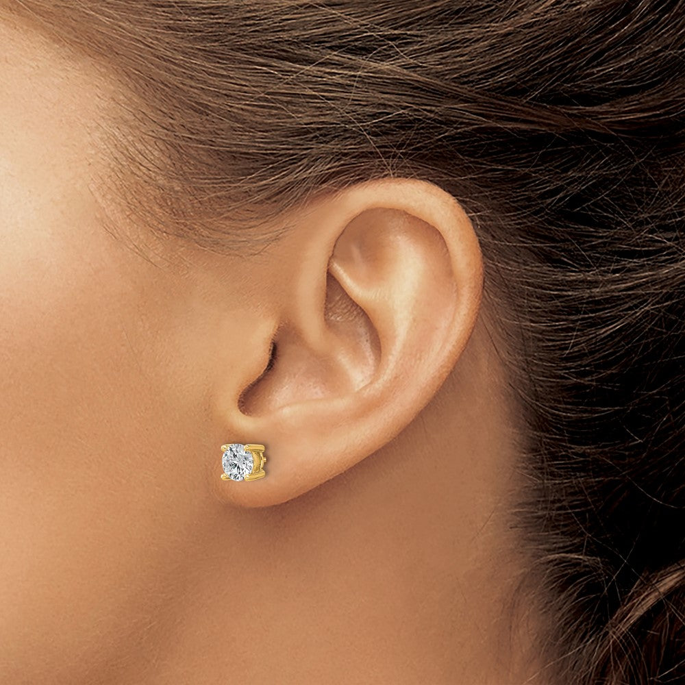 14k Gold 1 1/2 ct Round Lab Grown Diamond Stud Earrings Screw Back VS Clarity, G-H Color