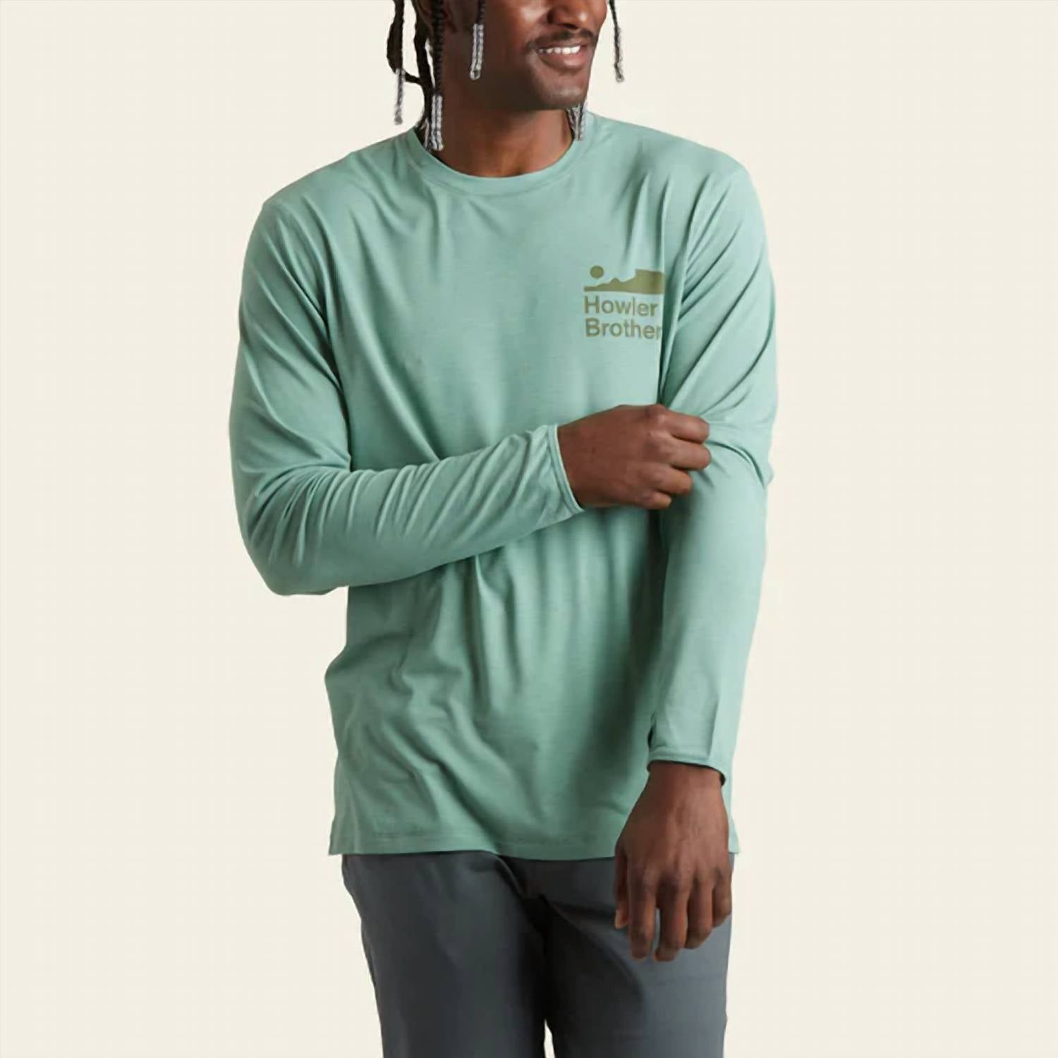 Howler Brothers Men's Hb Tech T Long Sleeve Top In Granite Green In Multi