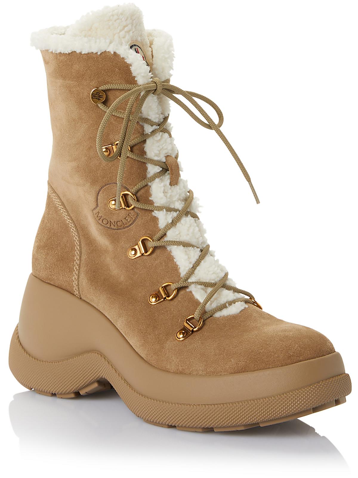Moncler Resile Trek Womens Faux Suede Winter & Snow Boots In Gold