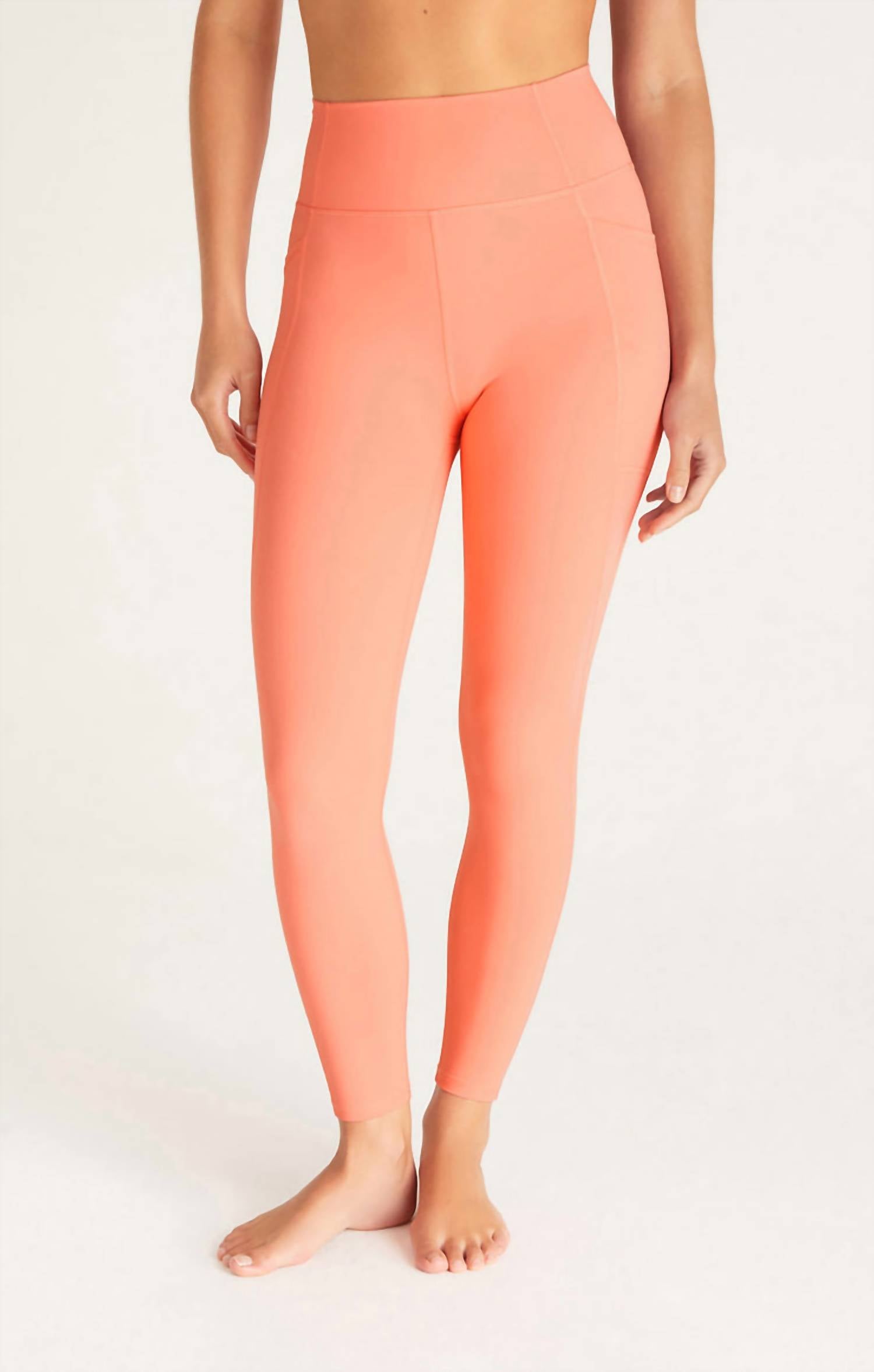 Shop Z Supply All Day 7/8 Pocket Legging In Bright Melon In Pink