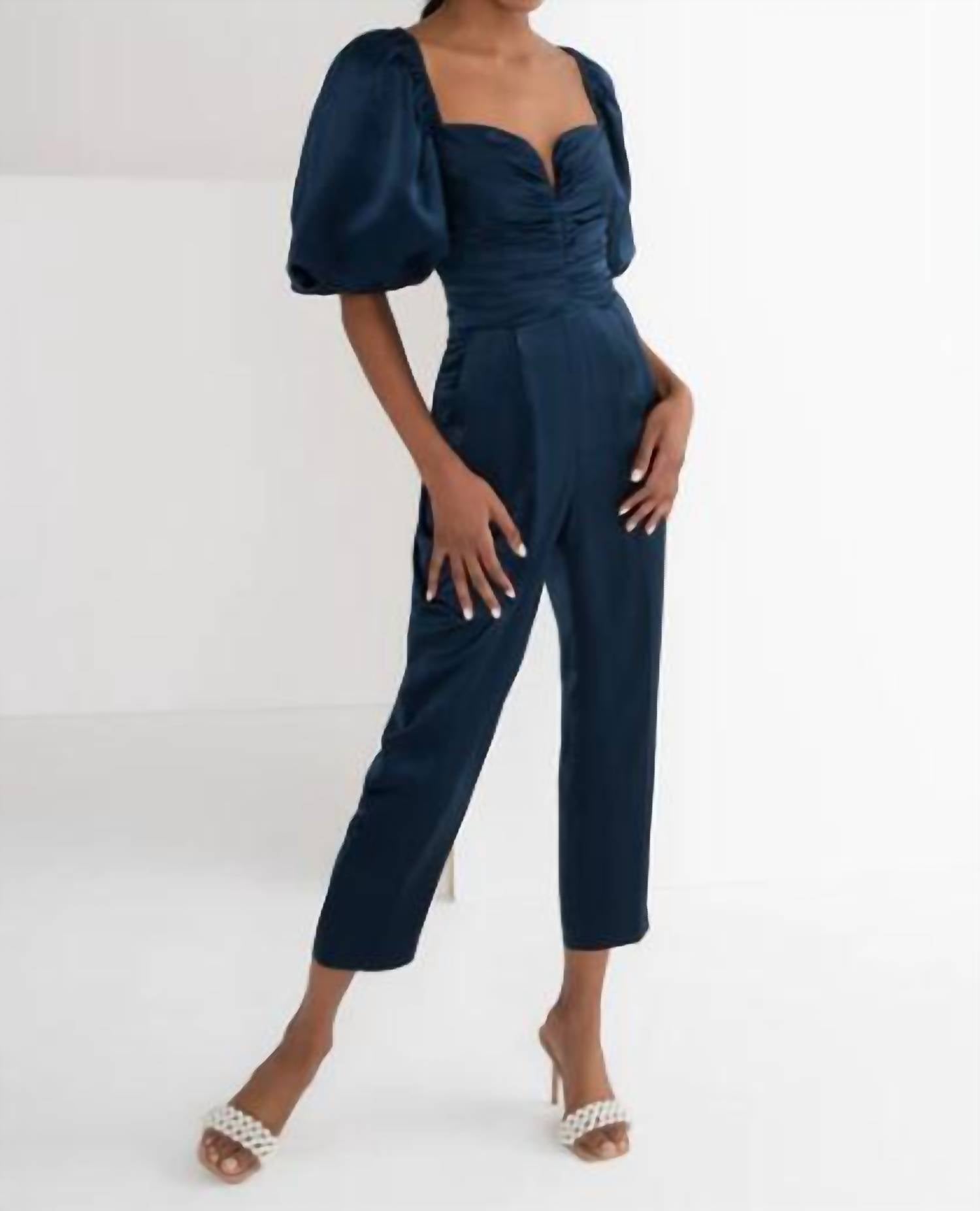 Shop Amanda Uprichard Santucci Jumpsuit In Ink Navy In Blue