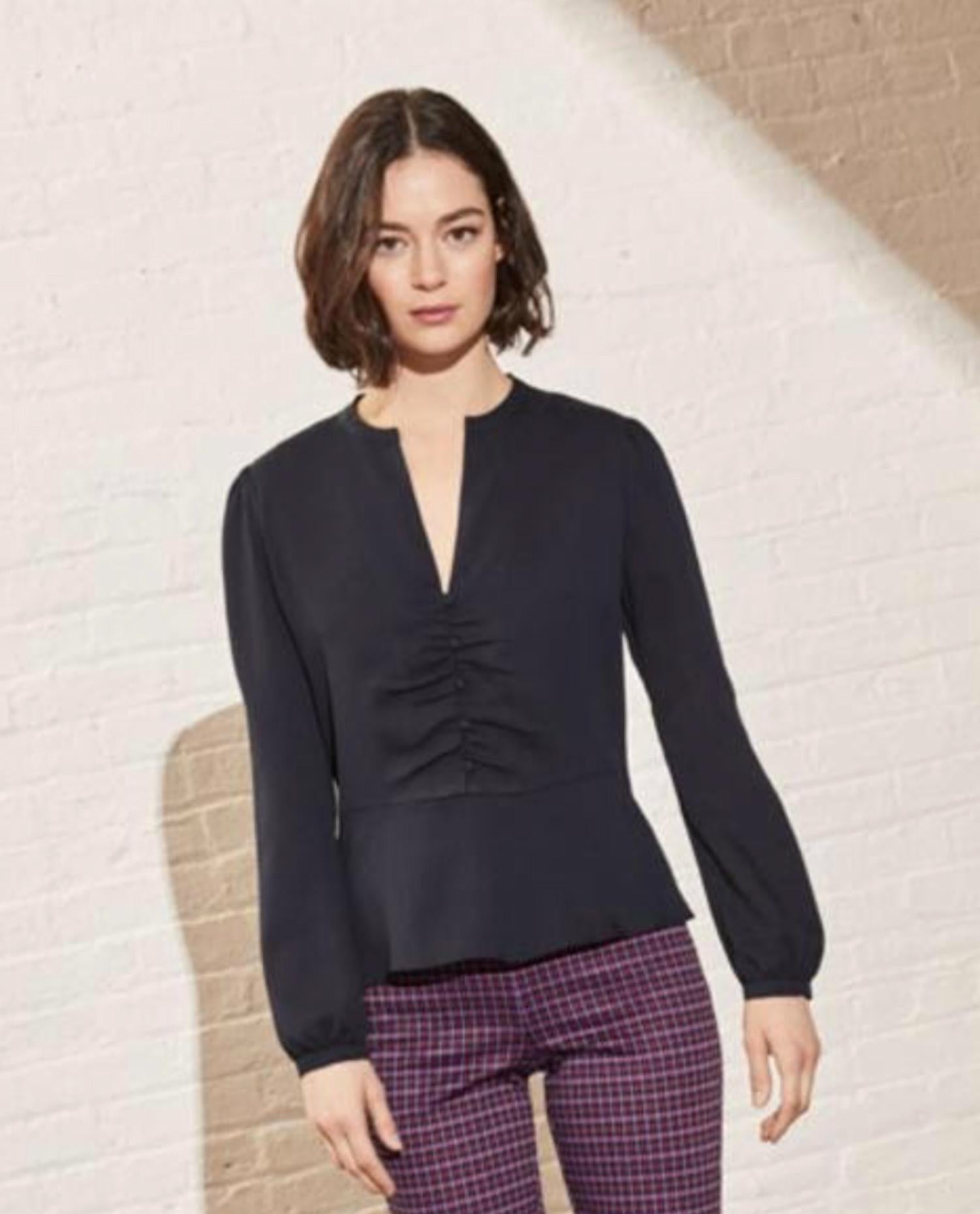 Shop Ecru Winslet Soft Peplum Top In Midnight In Purple