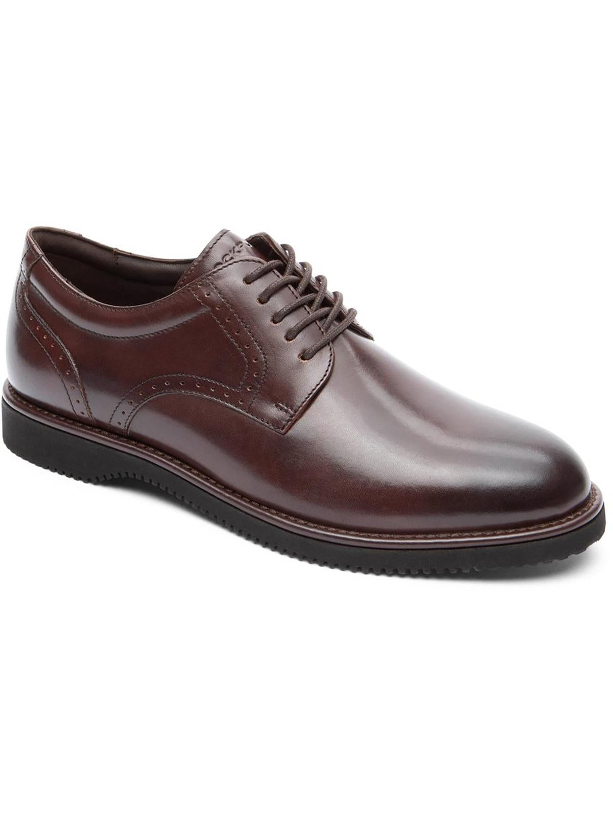 Shop Rockport Plain Toe Mens Leather Lace-up Oxfords In Brown
