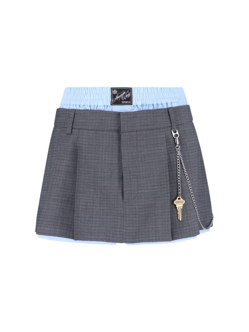 Alexander Wang Tailored Mini Skirt With Logo Patch In Blue
