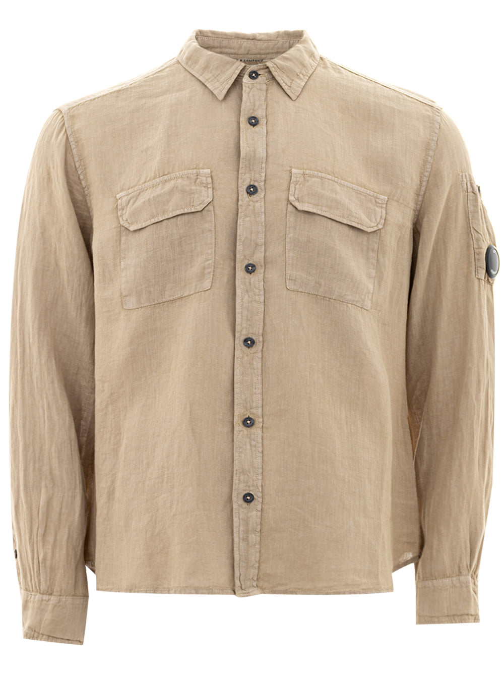 Shop C.p. Company C. P. Company Relaxed Fit Linen Men's Shirt In Beige
