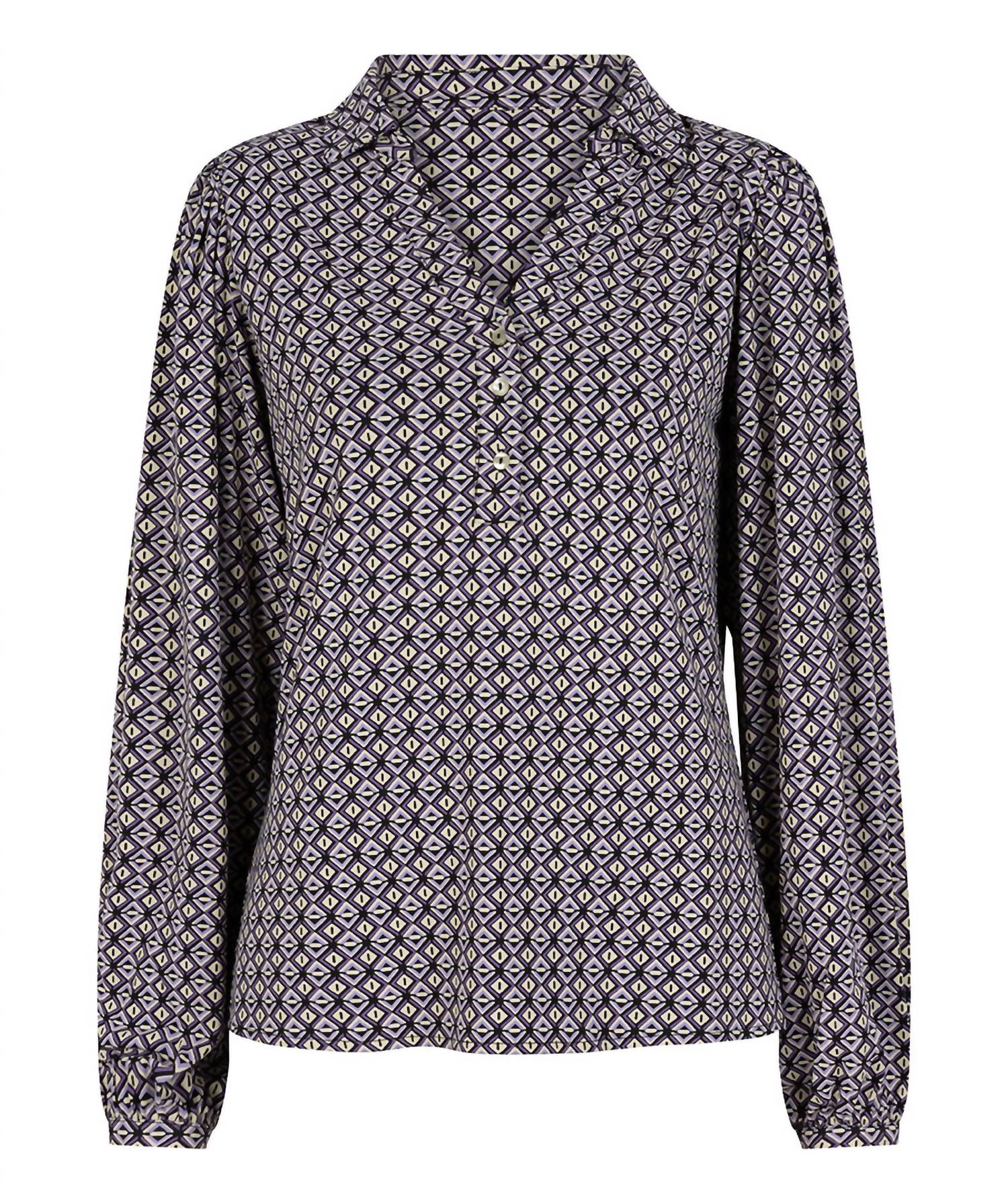 Shop Esqualo V-neck Blouse In Graphic Earth In Grey