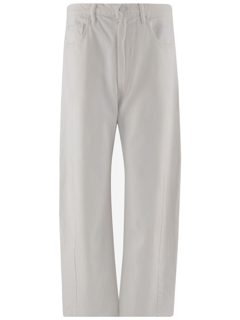 Mother Wide Leg Cotton Denim Jeans In White
