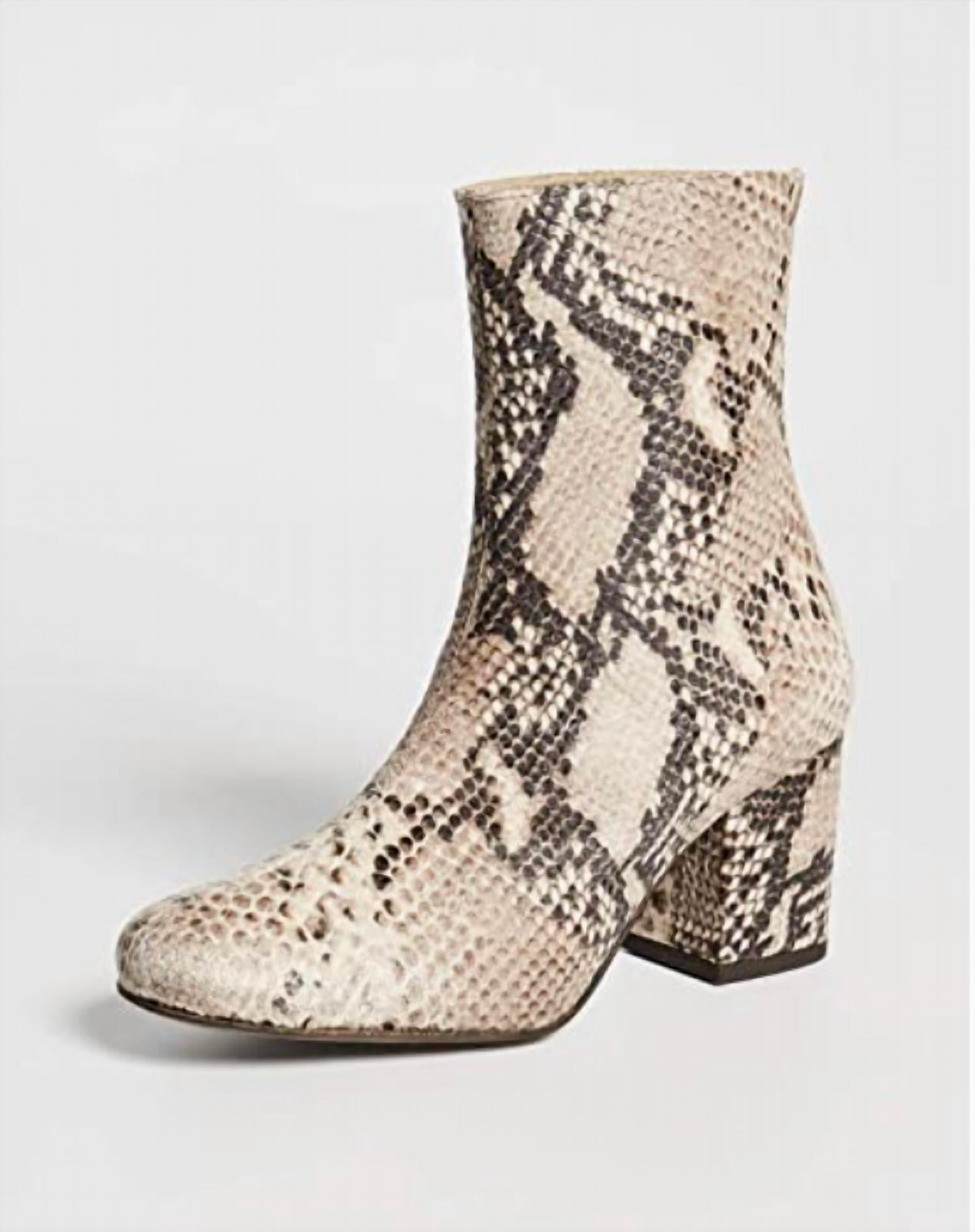 Shop Free People Cecile Ankle Bootie In Beige Snake In Multi