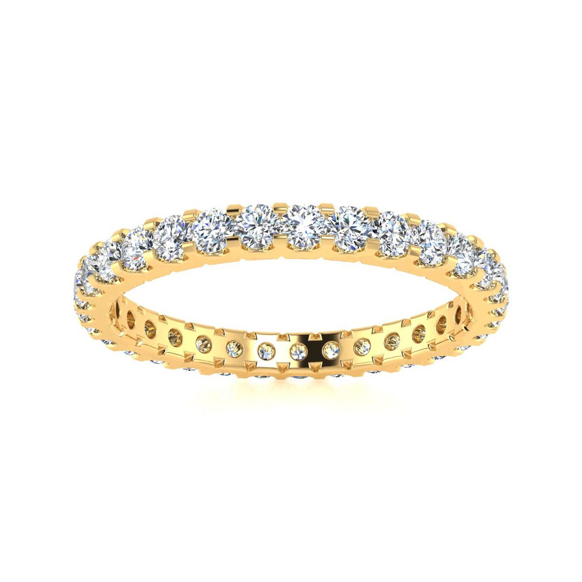 Shop Sselects 14 Karat Yellow Gold 1 Carat Round Lab Grown Diamond Eternity Ring In Silver