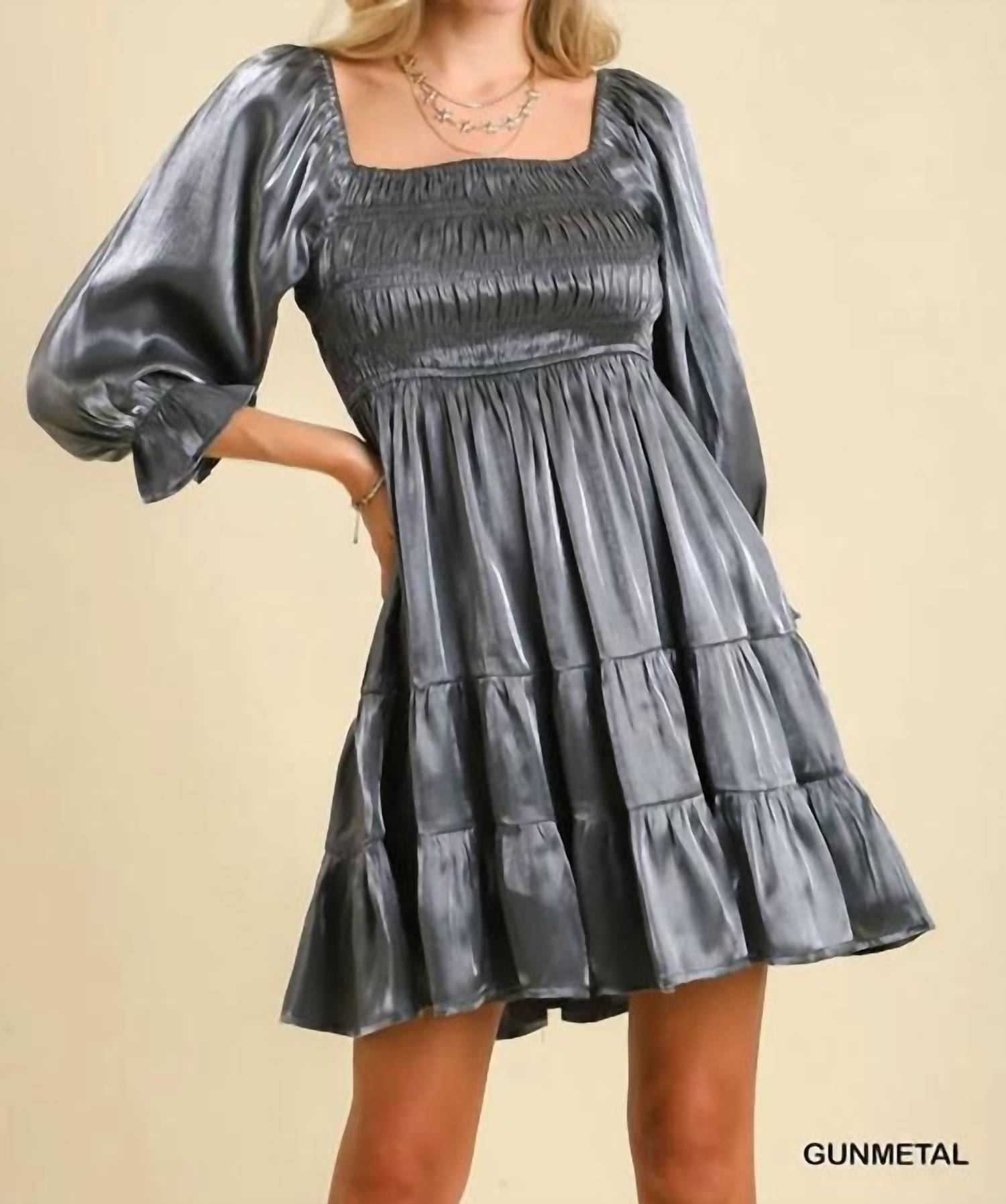 Umgee Shimmer The Night Away Dress In Grey In Gray