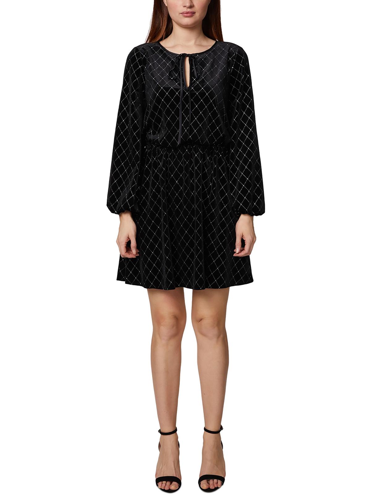 Shop Sage Collective Petites Womens Velvet Short Mini Dress In Black