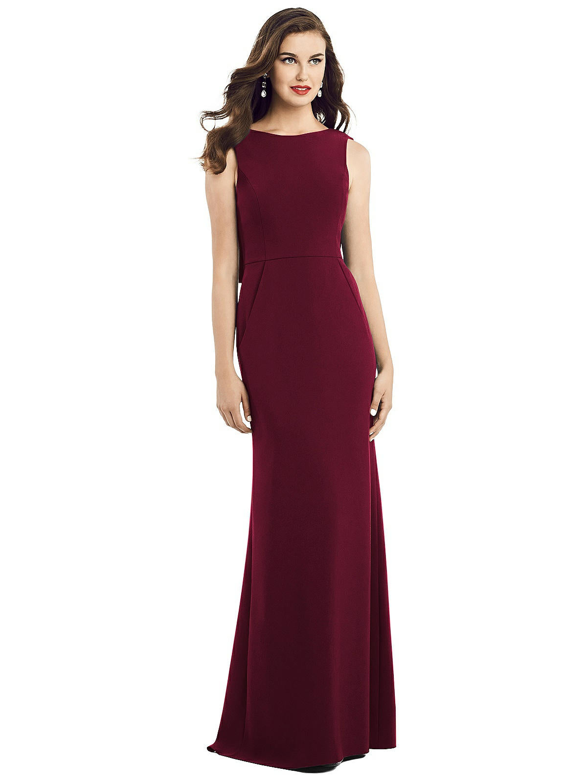 Shop Dessy Collection Draped Backless Crepe Dress With Pockets In Red