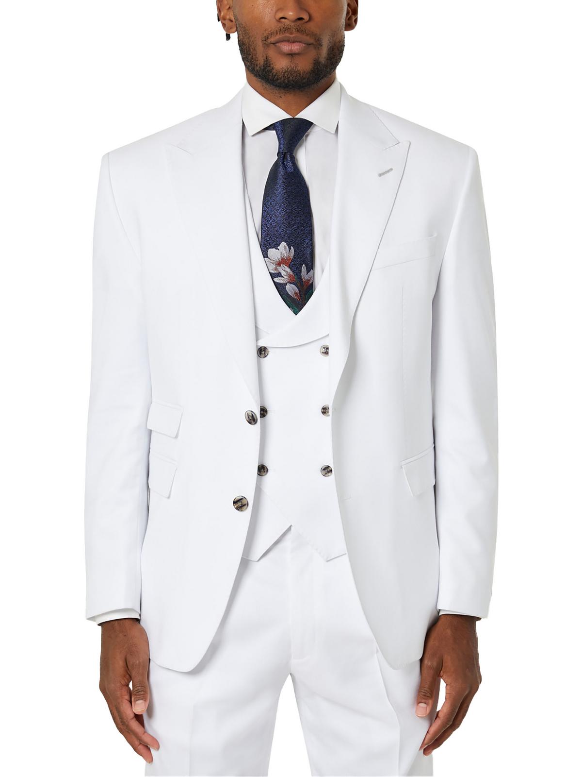 Shop Tayion By Montee Holland Acontour Mens Woven Long Sleeves Two-button Blazer In White