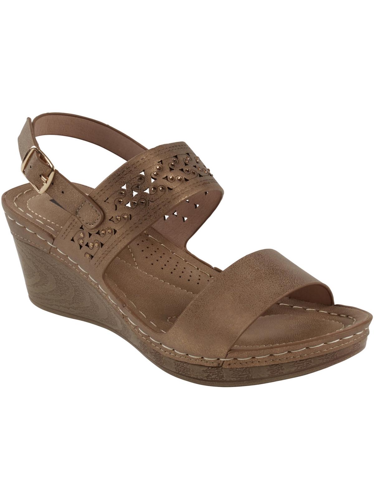 Good Choice Foley Womens Faux Suede Wedge Sandals In Brown