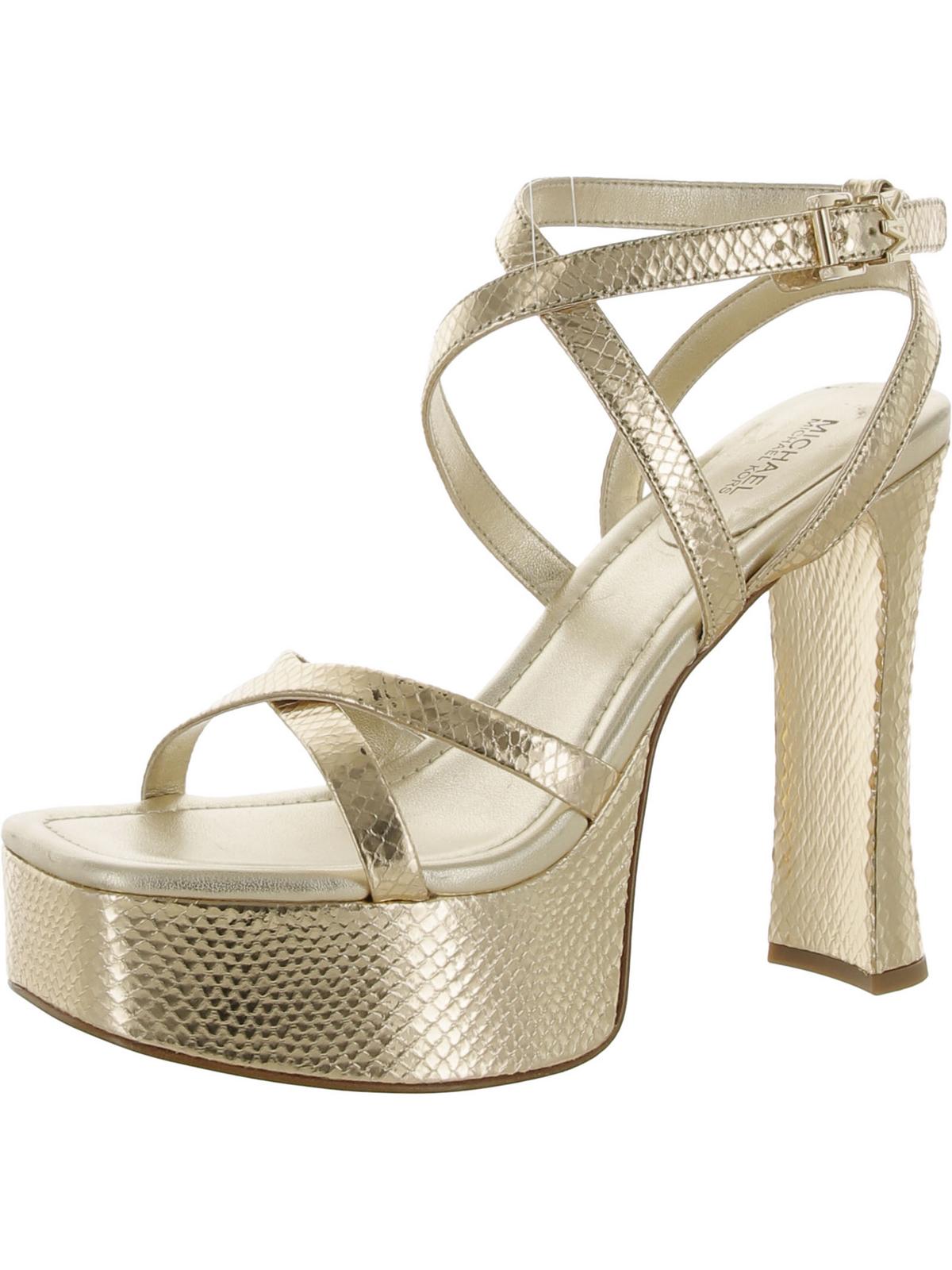 Shop Michael Michael Kors Womens Leather Platform Sandals In Gold