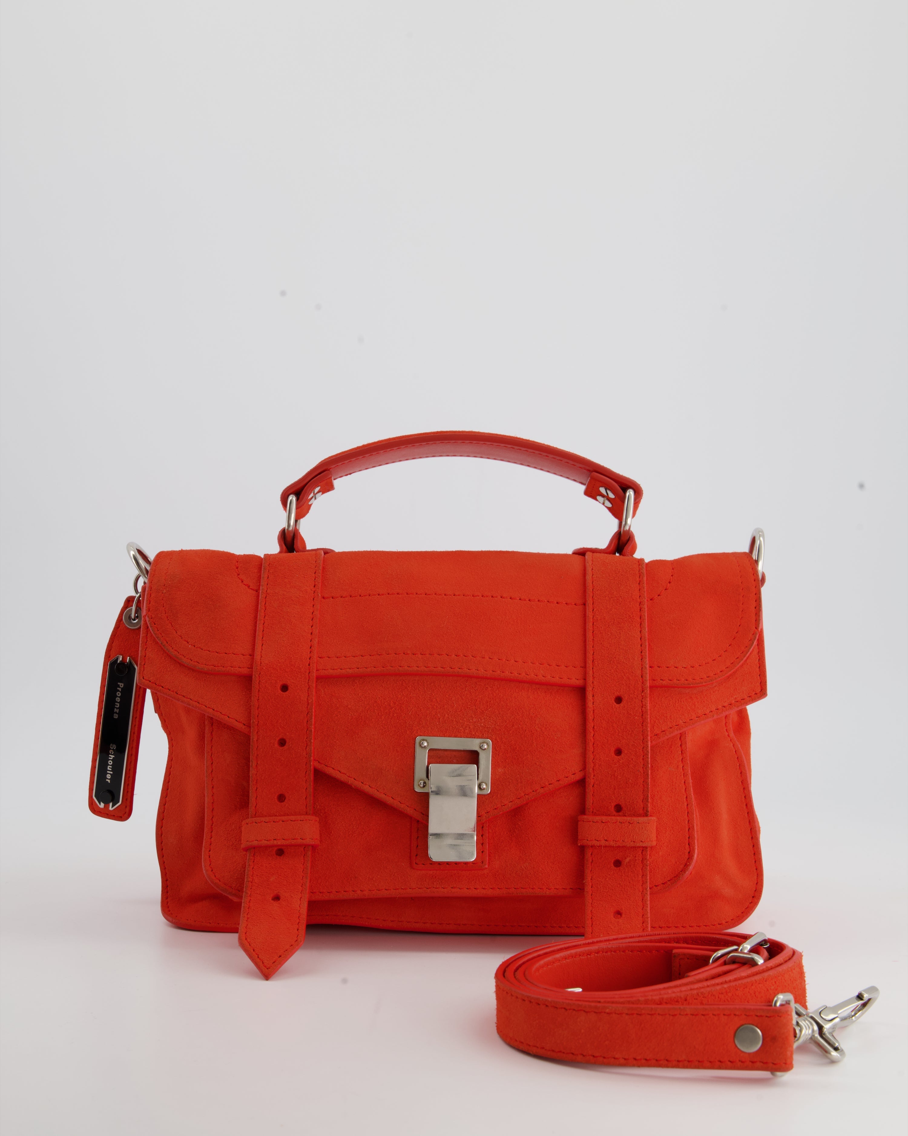 Proenza Schouler Coral Suede Ps1 Shoulder Bag With Silver Hardware In Red