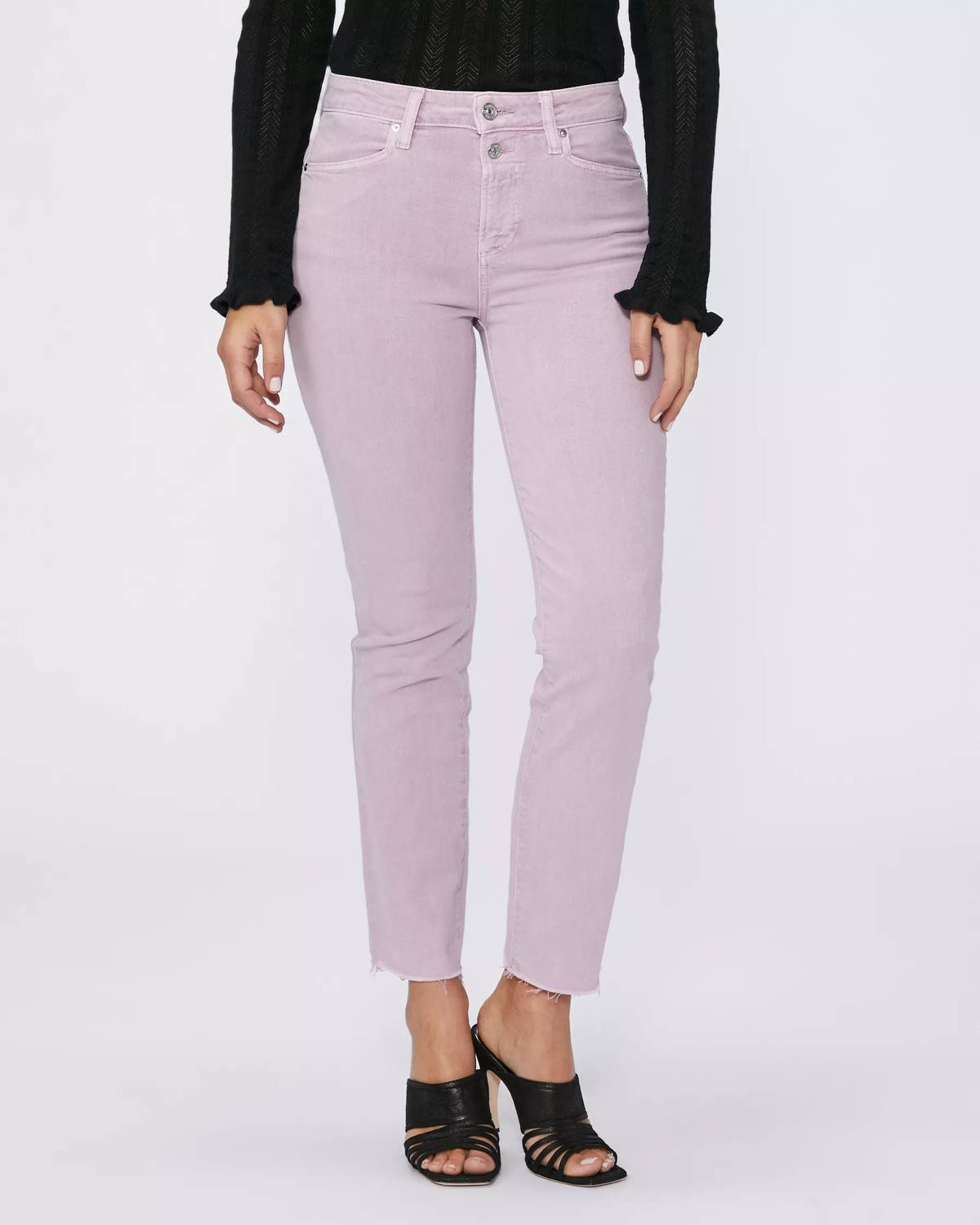 Shop Paige Cindy With Double Button Jean In Vintage Rosey Pink In Purple