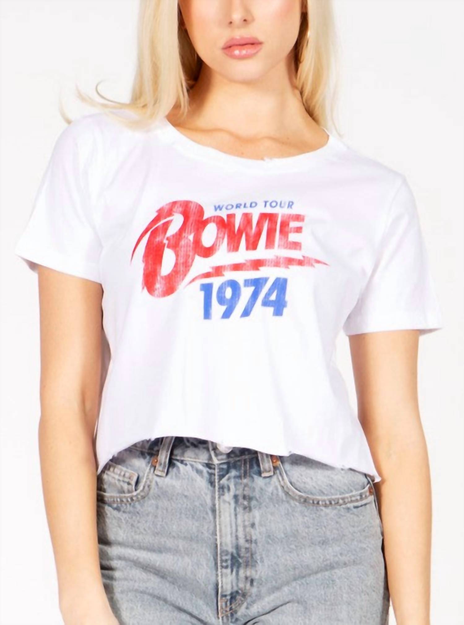 Shop Prince Peter Bowie World Tour 74 Crop Tee In White