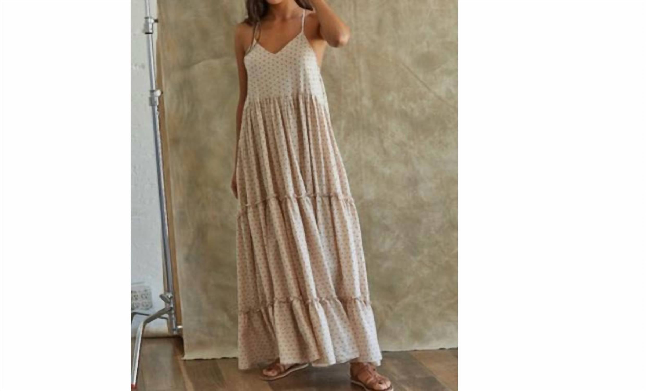 Shop By Together Polka Dot Maxi Dress In Cream In Beige