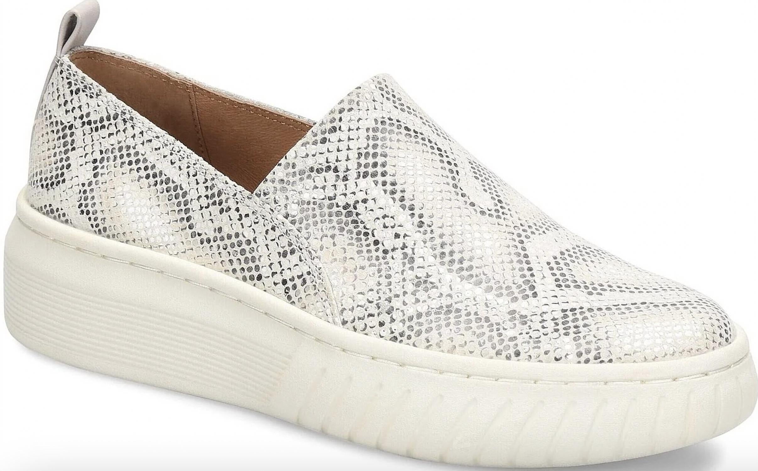 Shop Söfft Potina Snake Slip-on Sneakers In White/light Grey