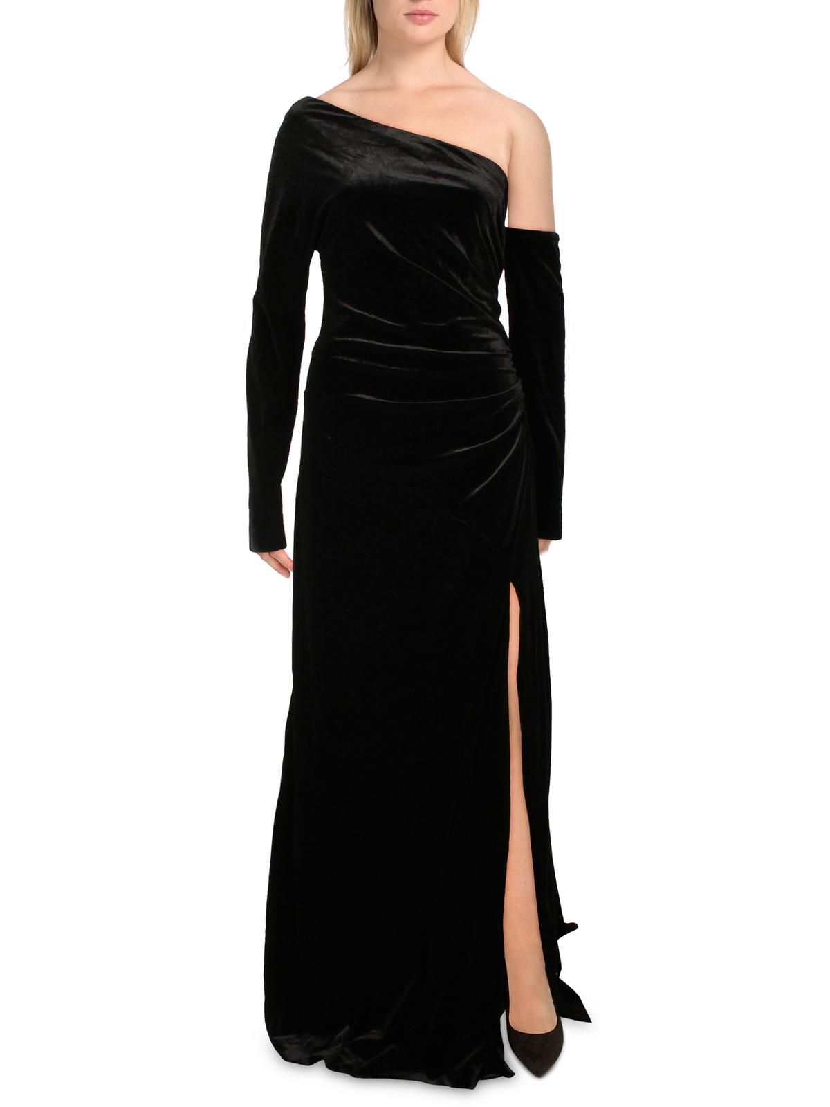 Shop Donna Karan Womens Asymmetric Long Evening Dress In Black