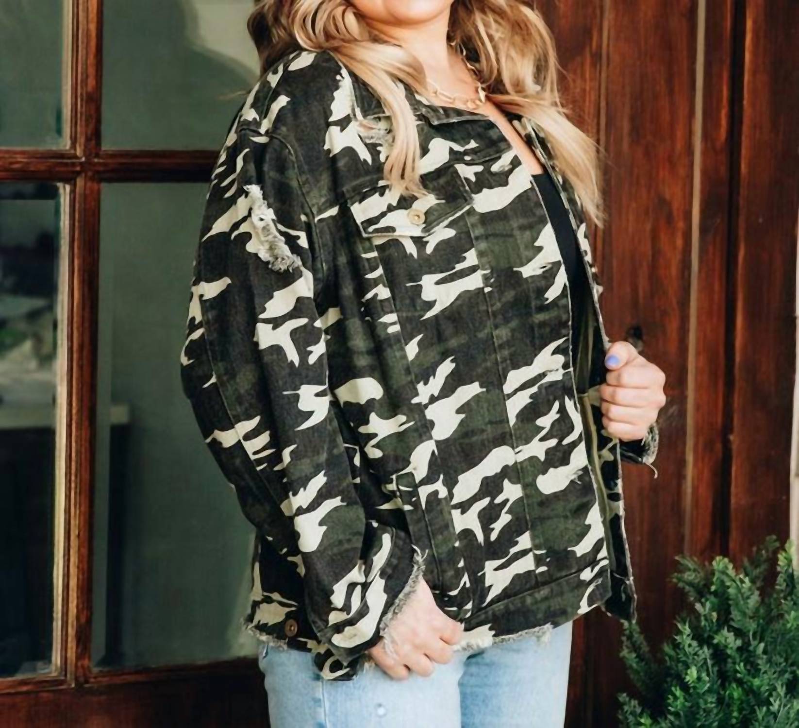 Shop Southern Grace Right On Target Jacket In Camo In Green