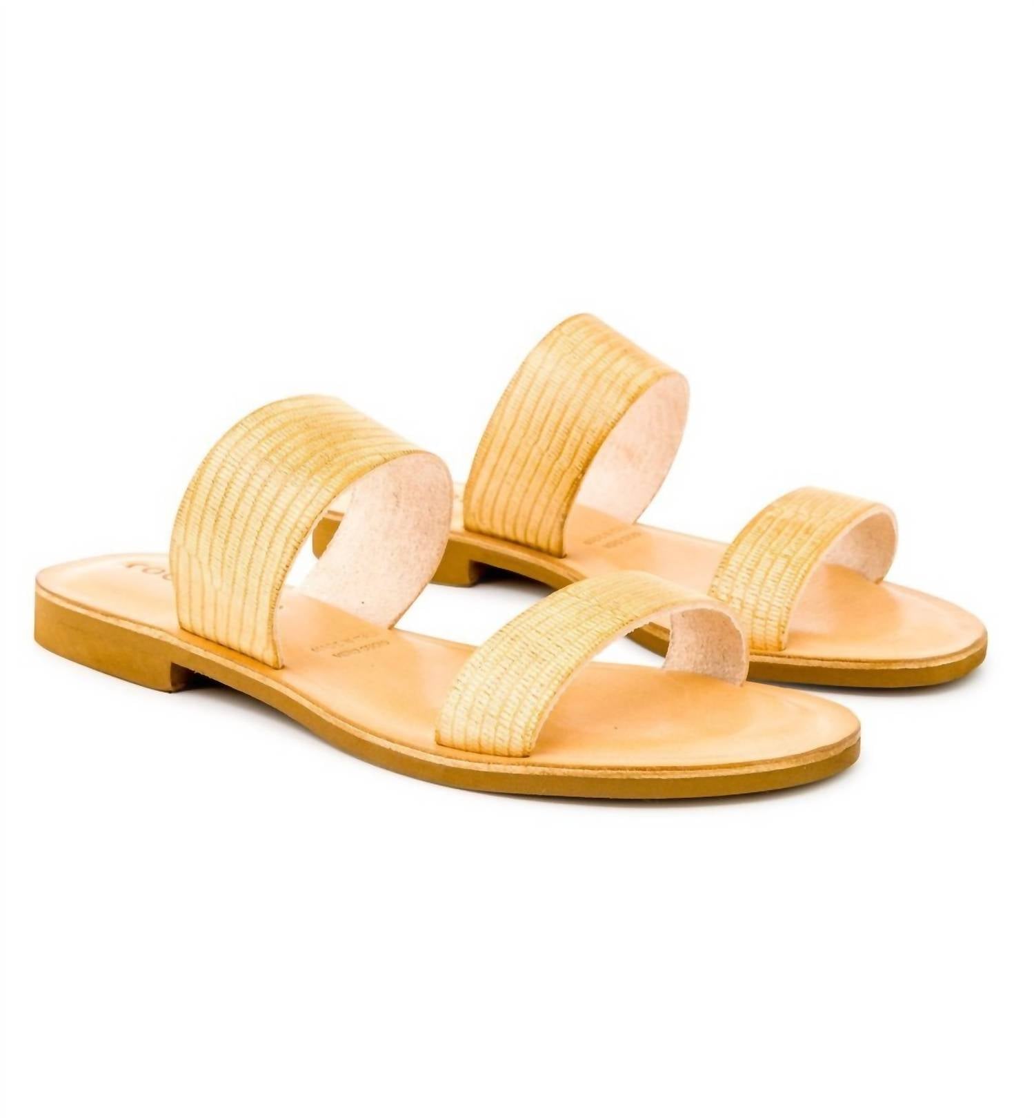 Shop Cocobelle Leather Slide Sandal In Natural In Yellow