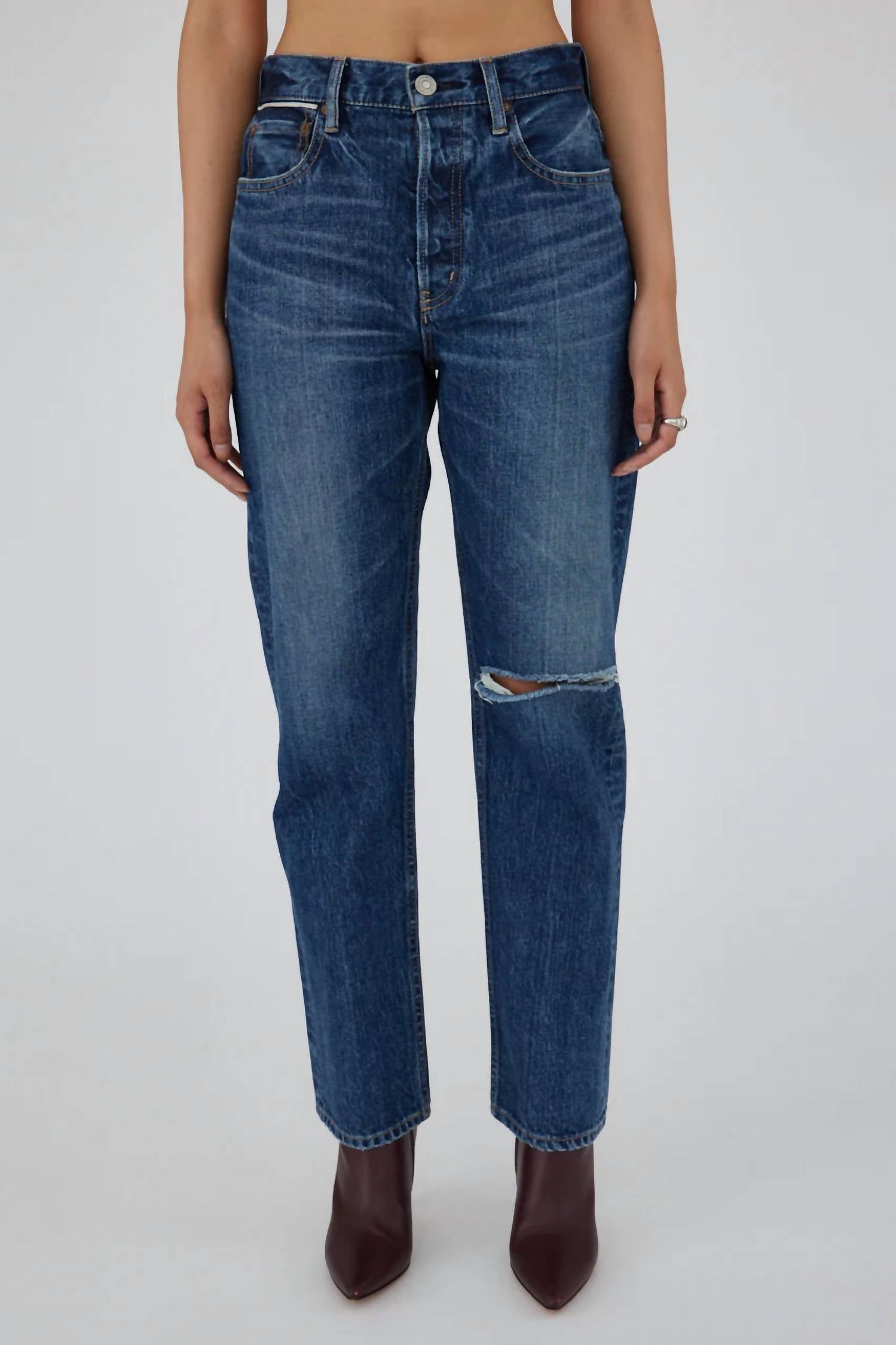 Moussy Widtsoe Wide Straight Jeans In Blue