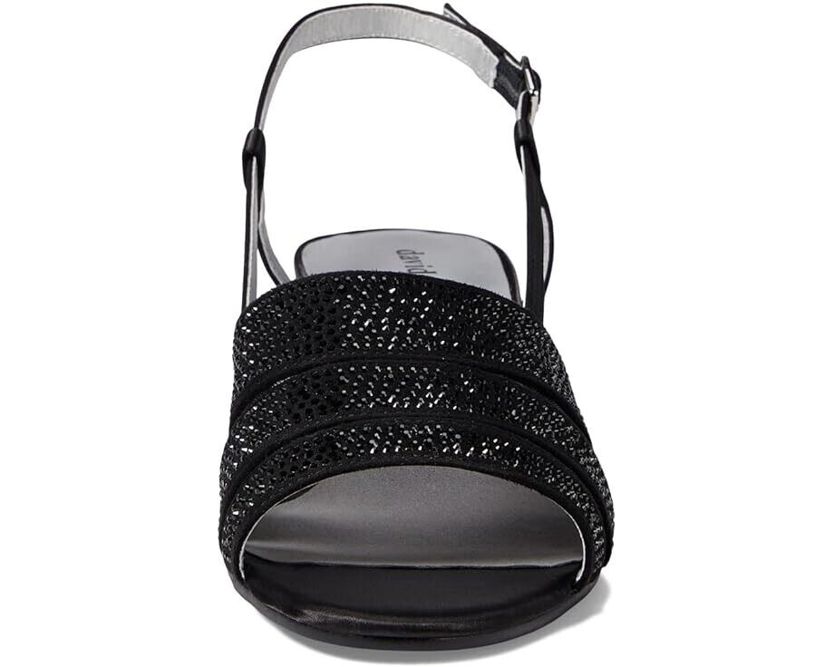 David Tate Sparkle Sandal Women's 10.5 Black Satin Block Heel Slingback ZPO855