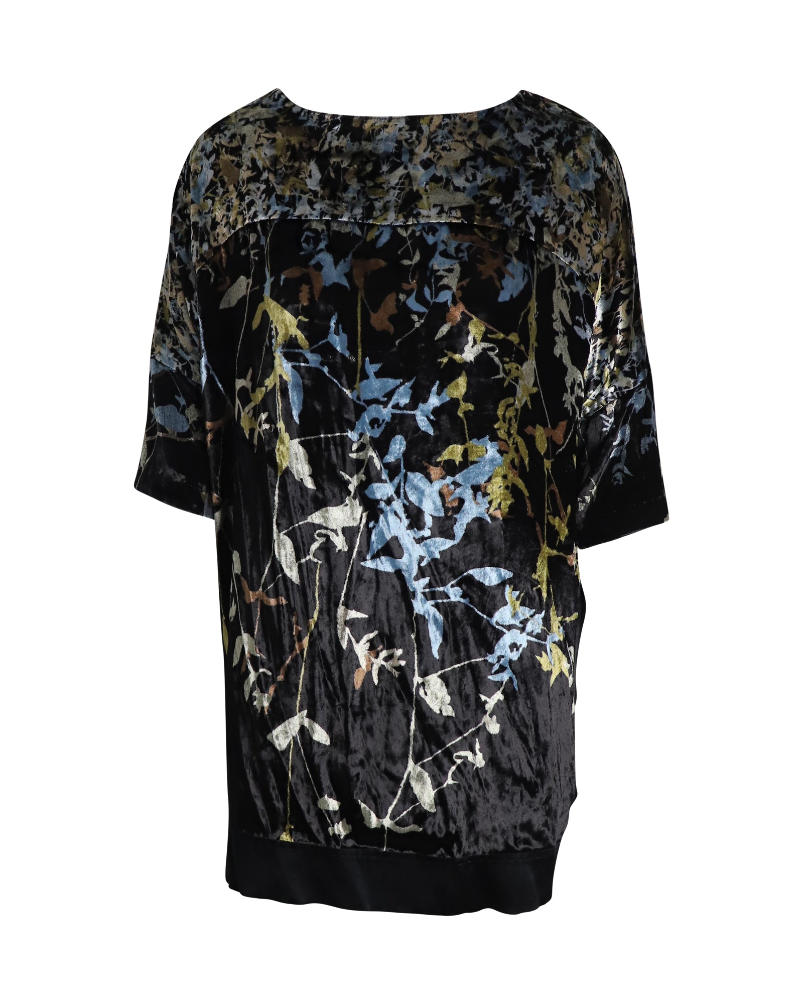 image of Diane Von Furstenberg Printed Mini Dress in Black Velvet