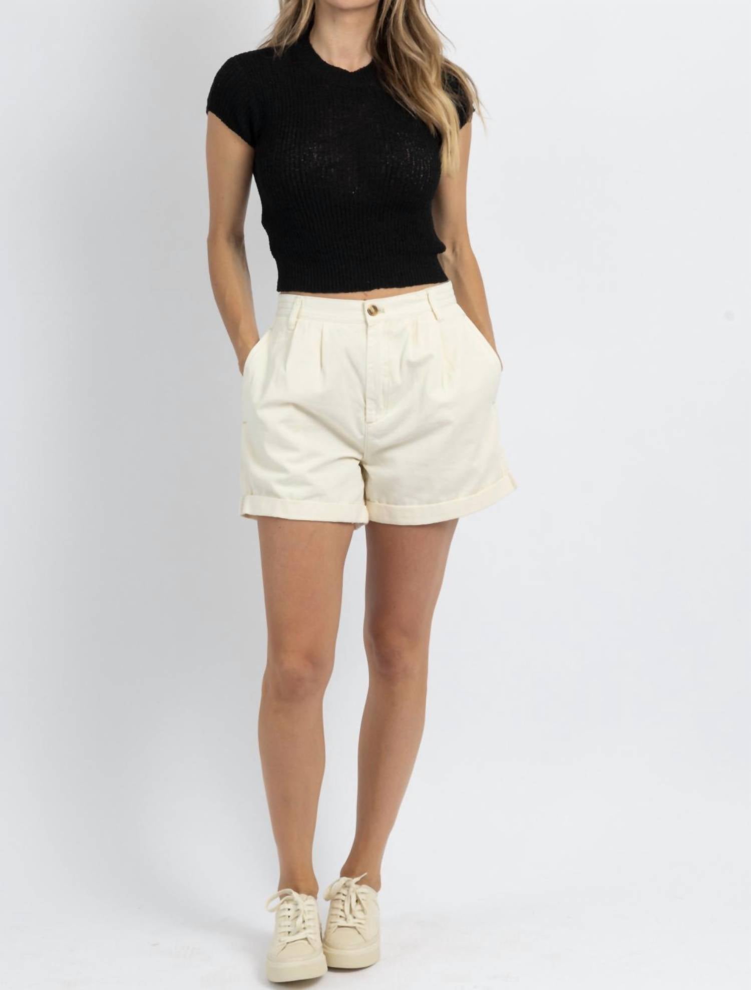 Shop By Together The Harleigh Pleated Short In White In Beige