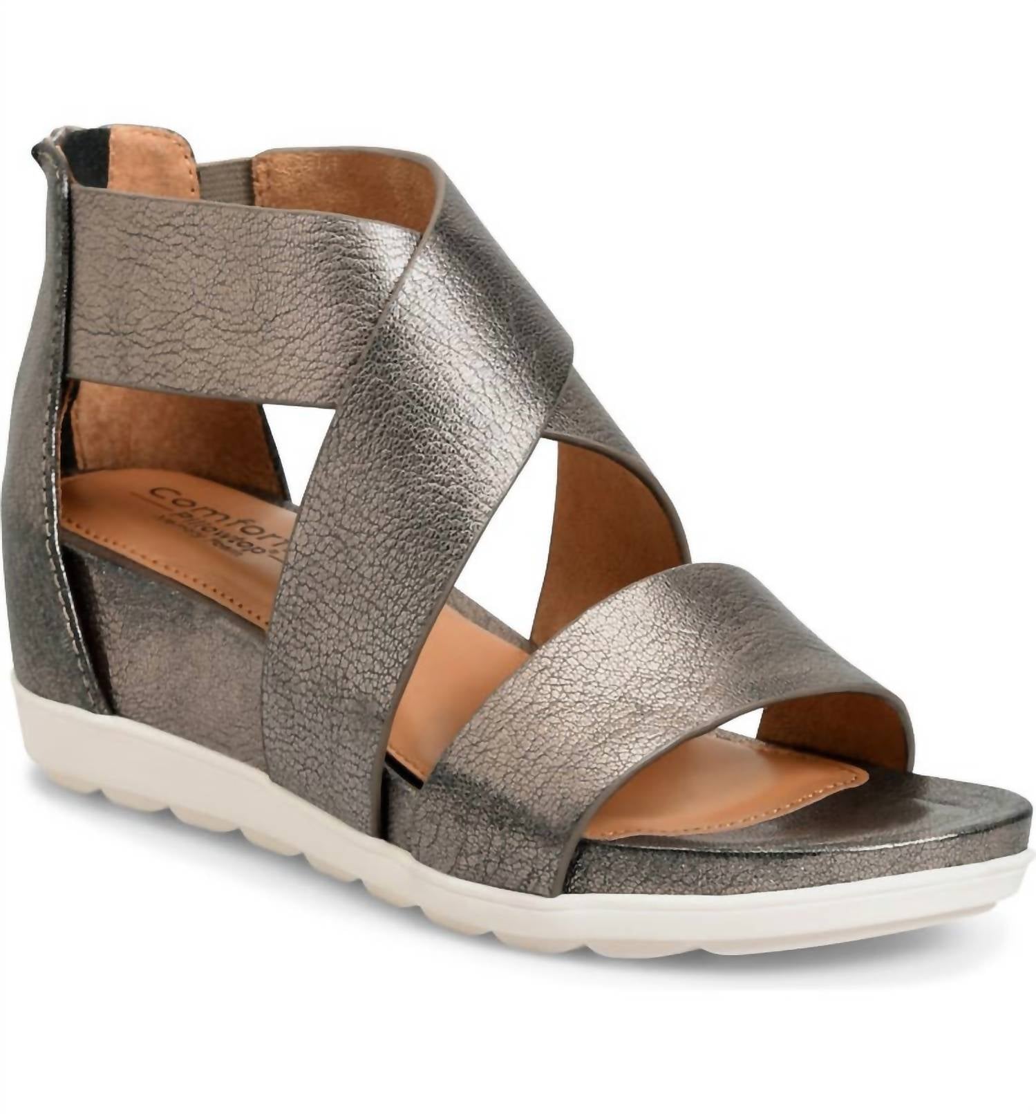 Shop Comfortiva Pacifica Strappy Sandal In Anthracite Leather In Grey