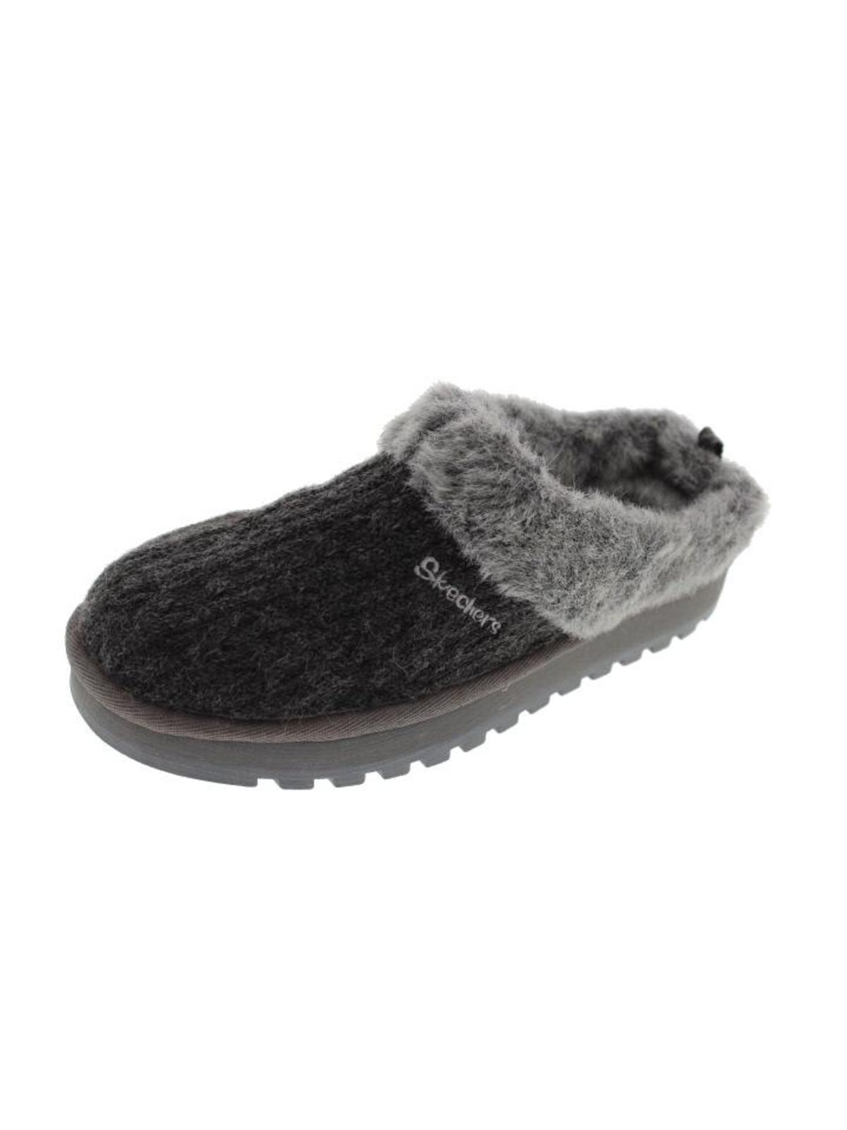 Skechers Keepsakes Womens Faux Fur Slip On Mule Slippers In Black