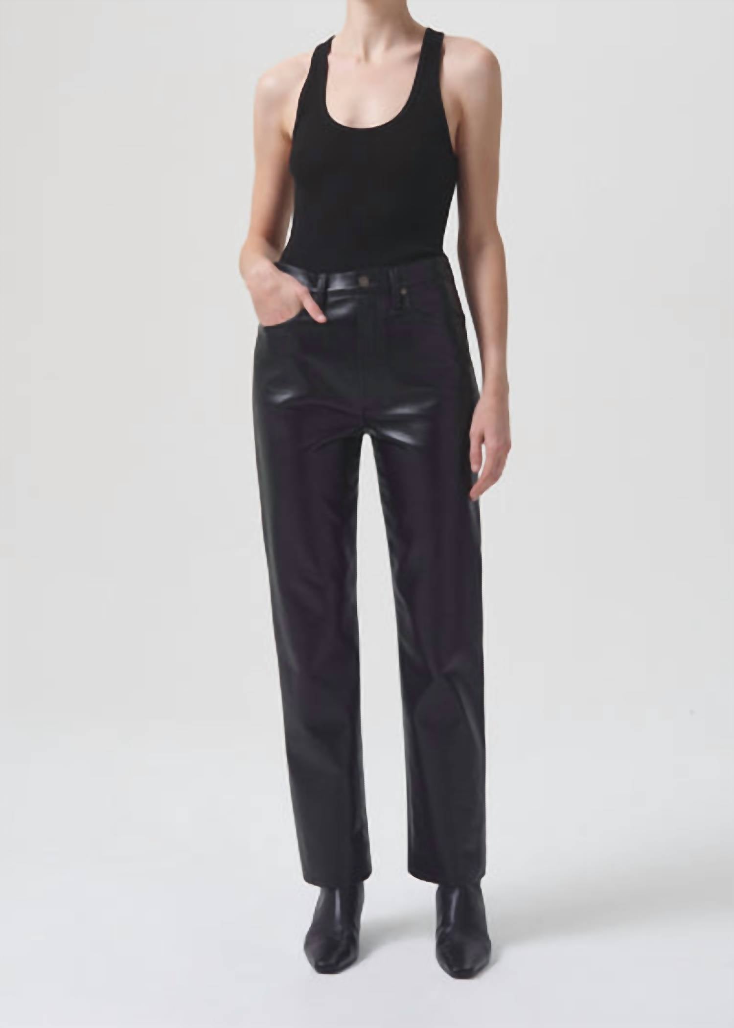 Shop Agolde 90's Pinch Waist Leather Pant In Detox In Black