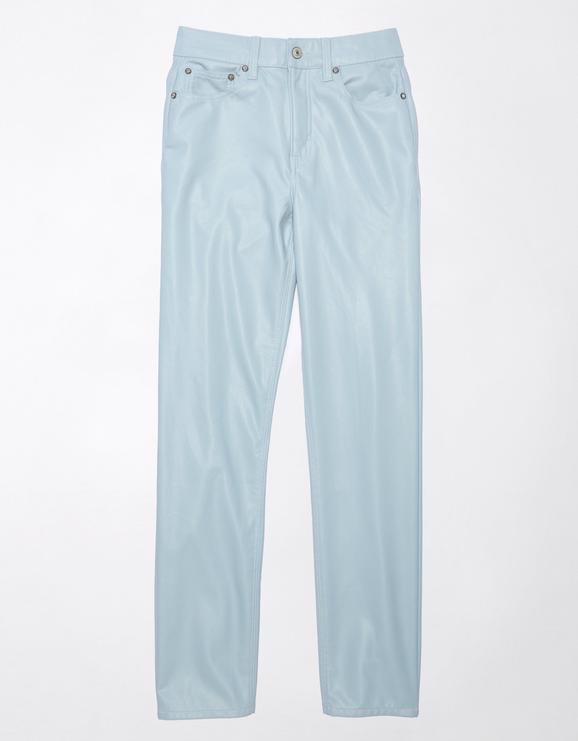 American Eagle Outfitters Ae Stretch Vegan Leather Super High-waisted Straight Pant In Blue