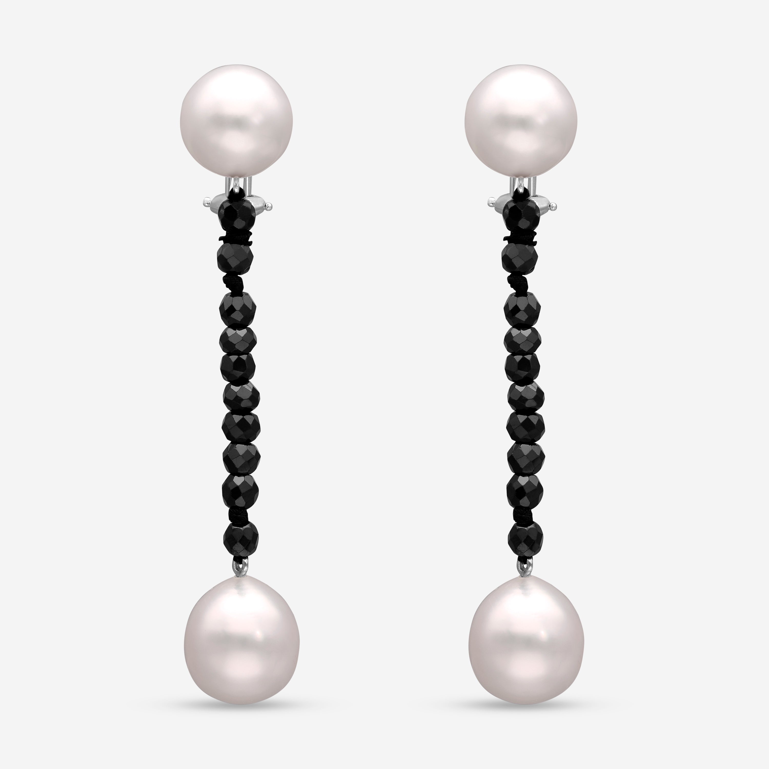 Assael 18k White Gold, Spinel 9.00ct. Tw. And South Sea Pearl French Clip Earrings In Black