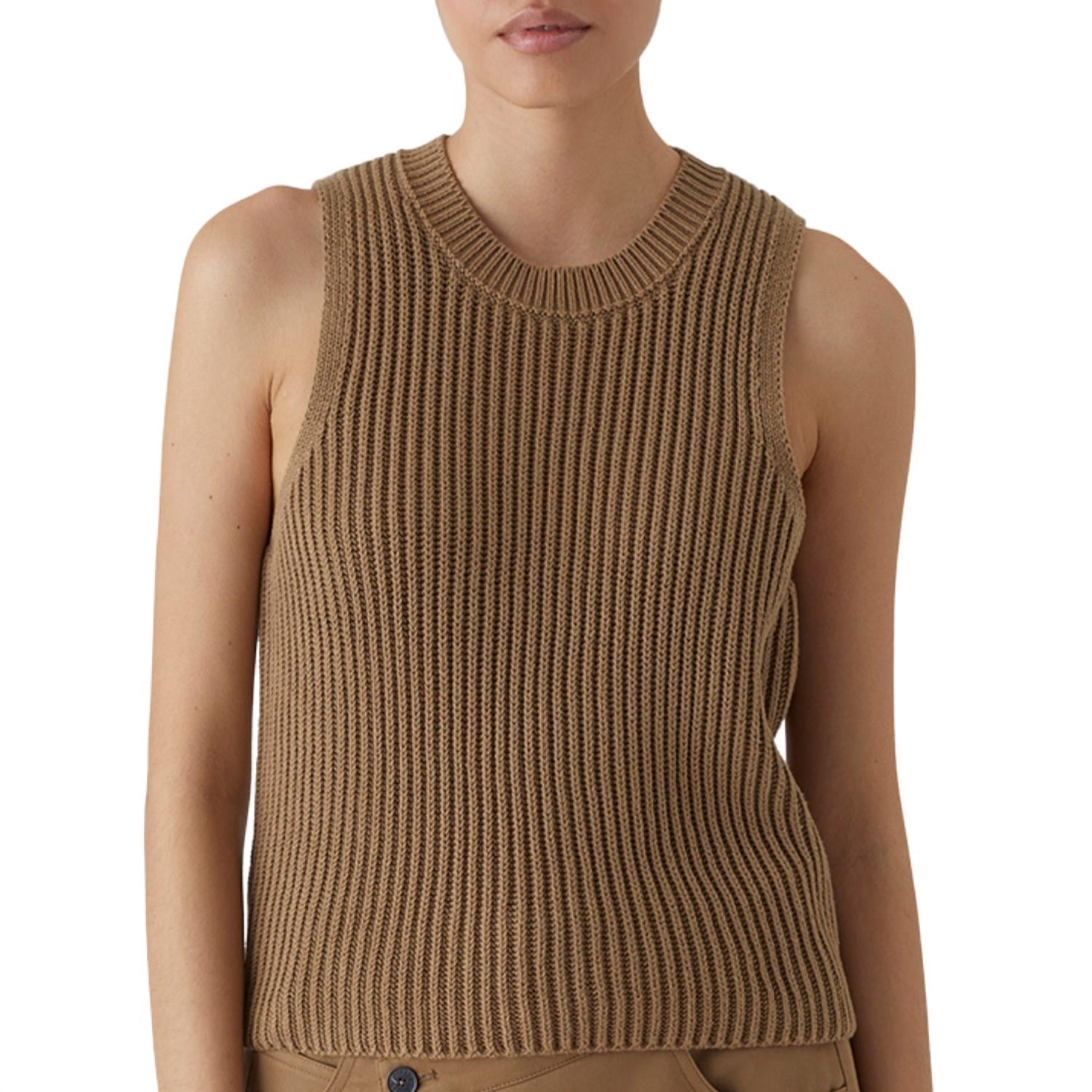 Shop Closed Short Sleeved Knit Top In Nutmeg In Brown