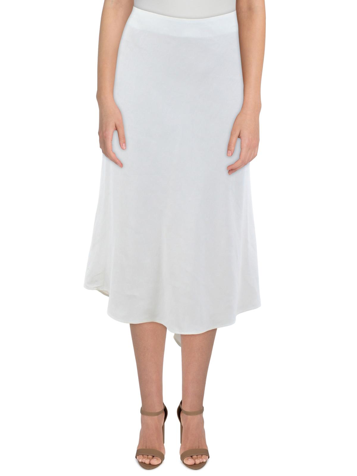 Shop Blue Les Copains Womens Linen Hi-low A-line Skirt In White