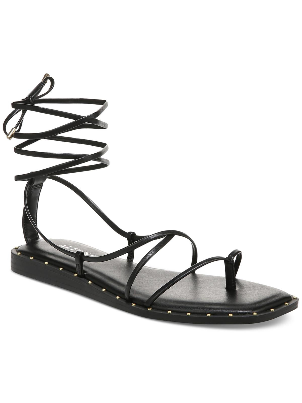Shop Alfie Nova Womens Faux Leather Flat Gladiator Sandals In Black