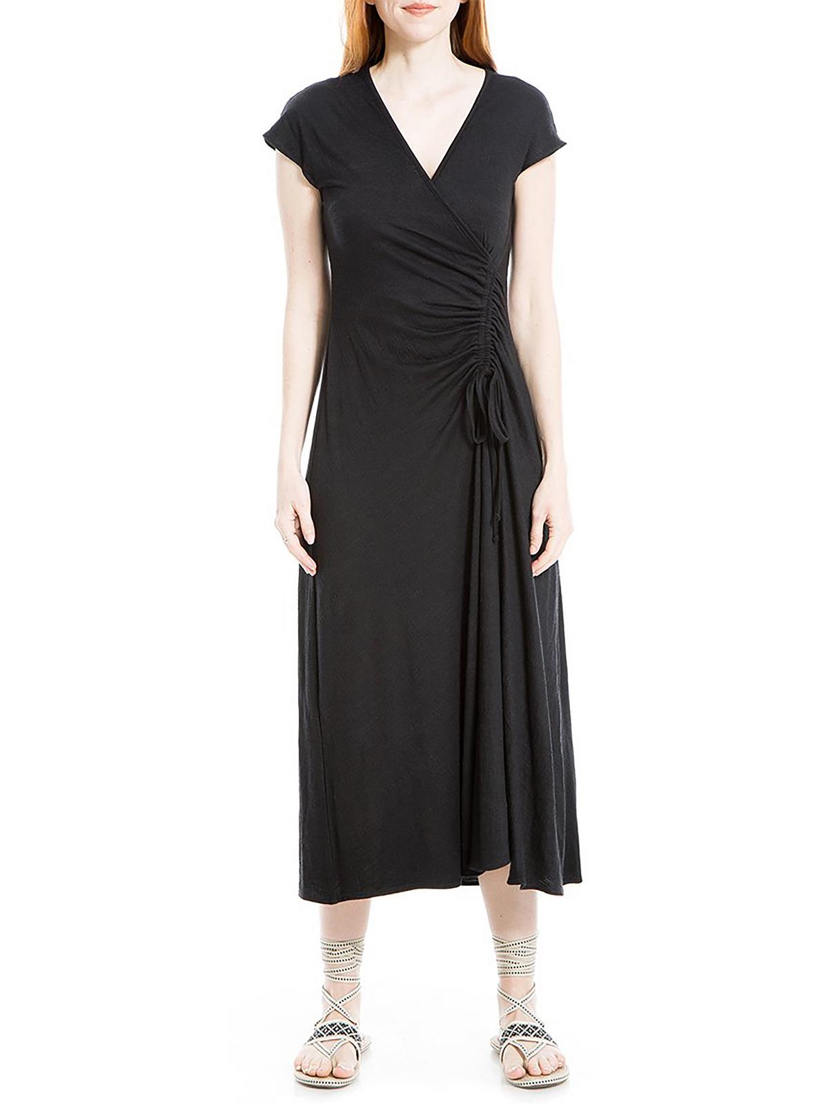 Shop Max Studio Womens Ruched Surplice Midi Dress In Black