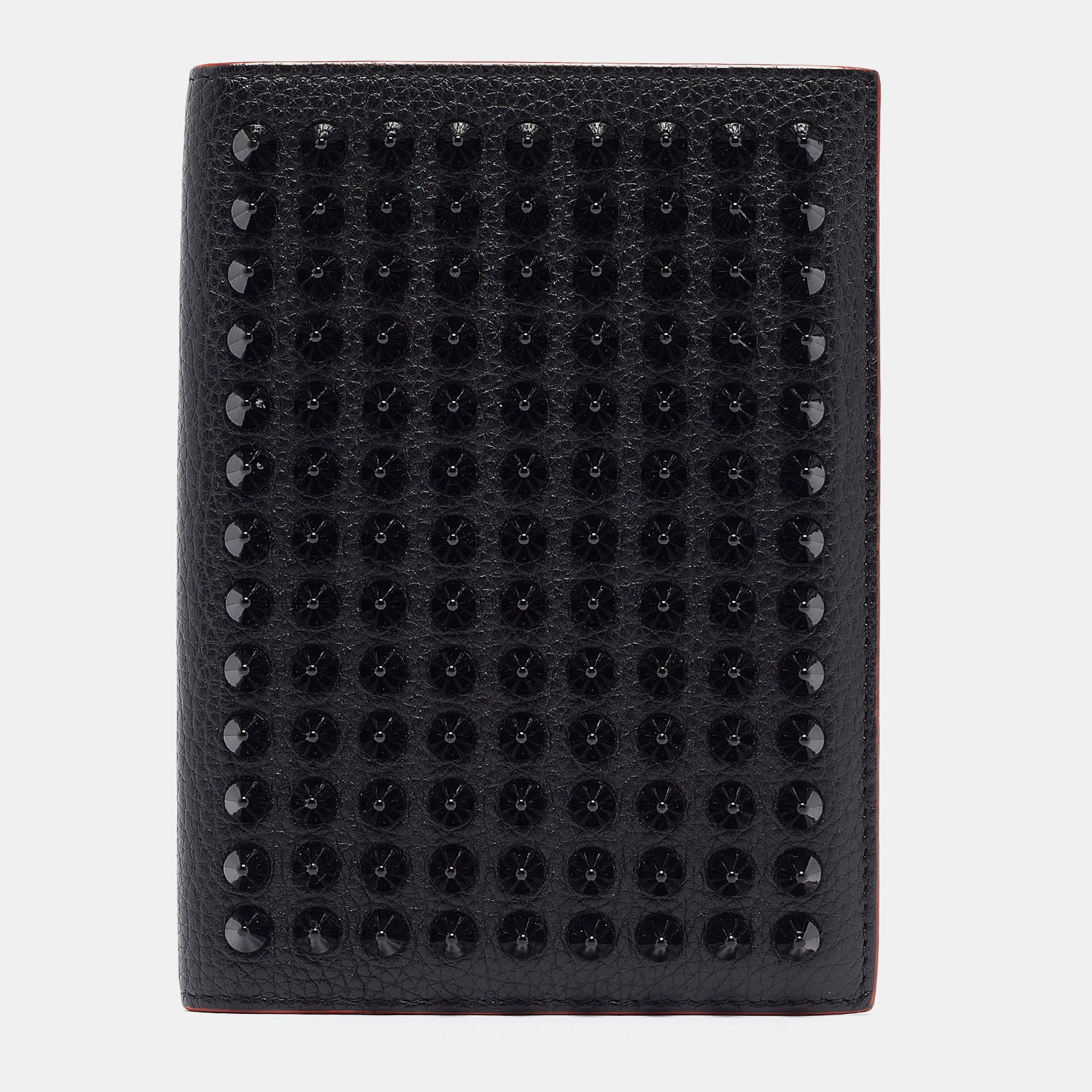 Christian Louboutin Leather Empire Spikes Passport Holder In Black