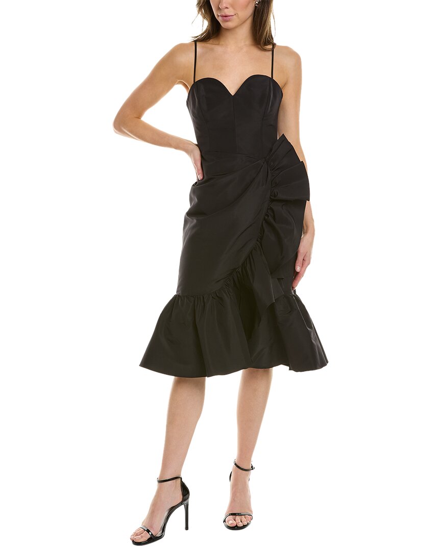 Carolina Herrera Sweetheart Silk Cocktail Dress In Black