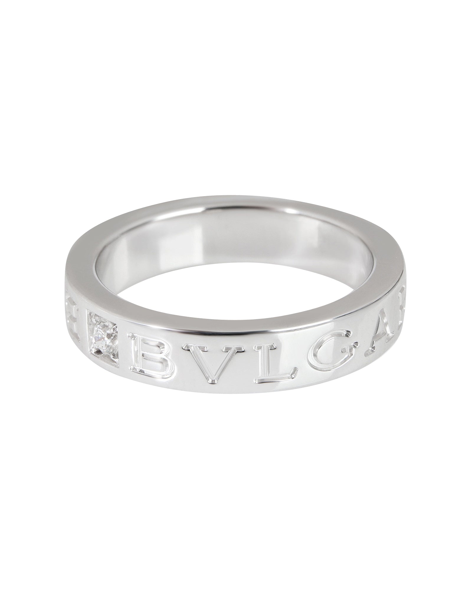 image of BVLGARI Bvlgari Bvlgari Diamond Band in 18k White Gold 04 Ctw