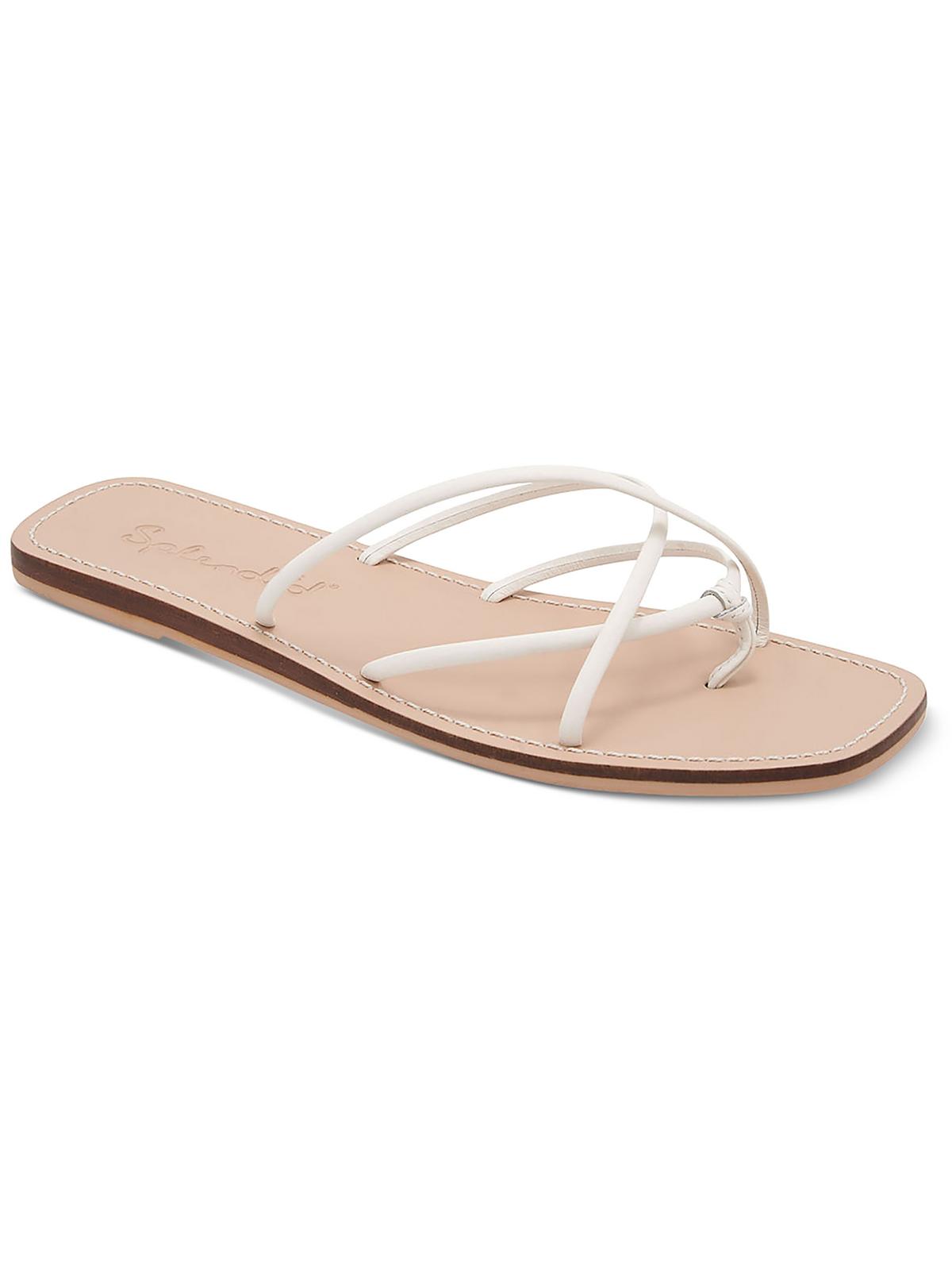 Splendid Womens Leather Flat Thong Sandals In White