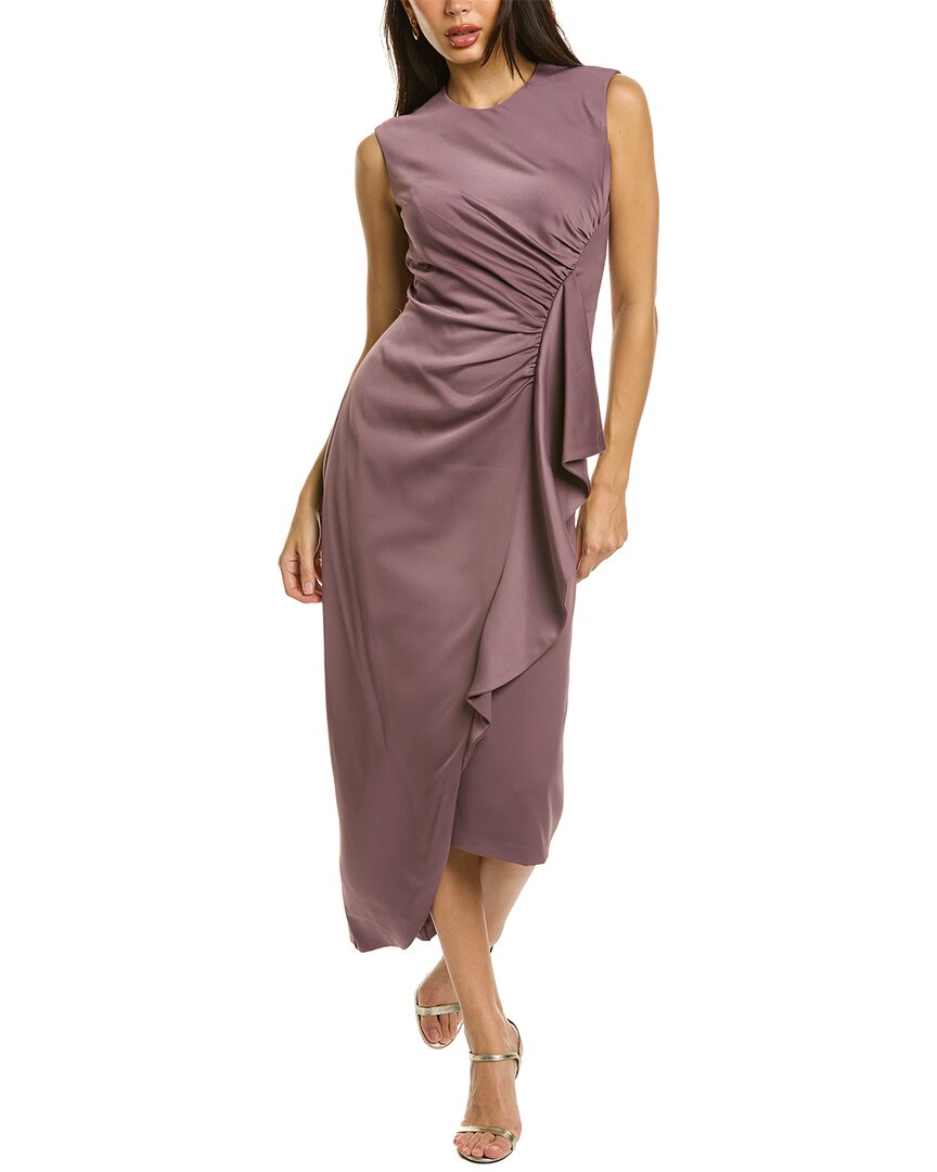 Kay Unger Carla Tea Length Midi Dress In Brown