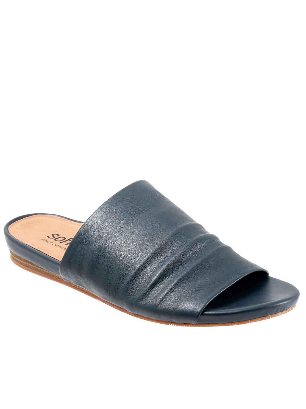 Softwalk Camano Womens Padded Insole Leather Slide Sandals In Blue